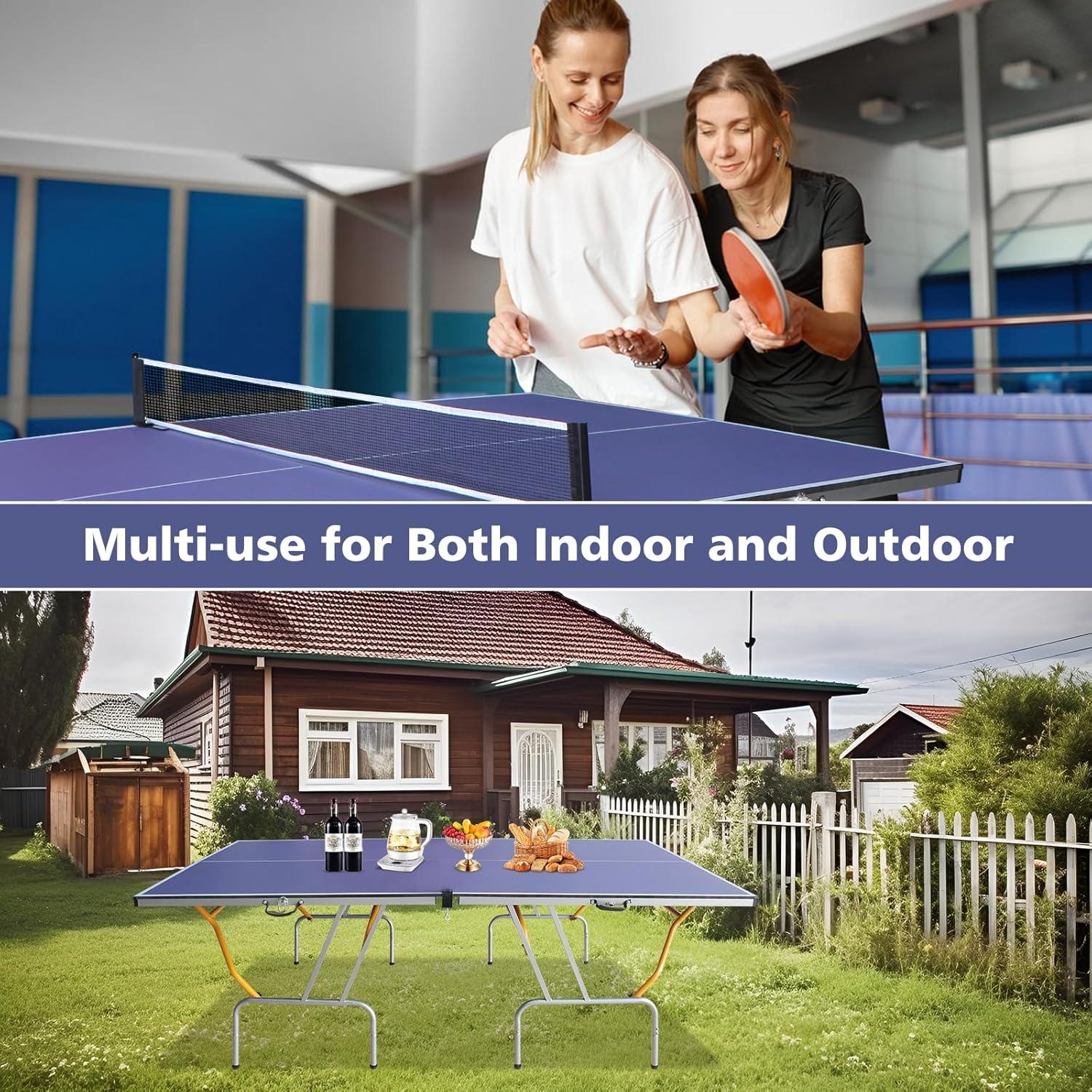 Foldable Blue Aluminum 8ft Table Tennis Set with Net