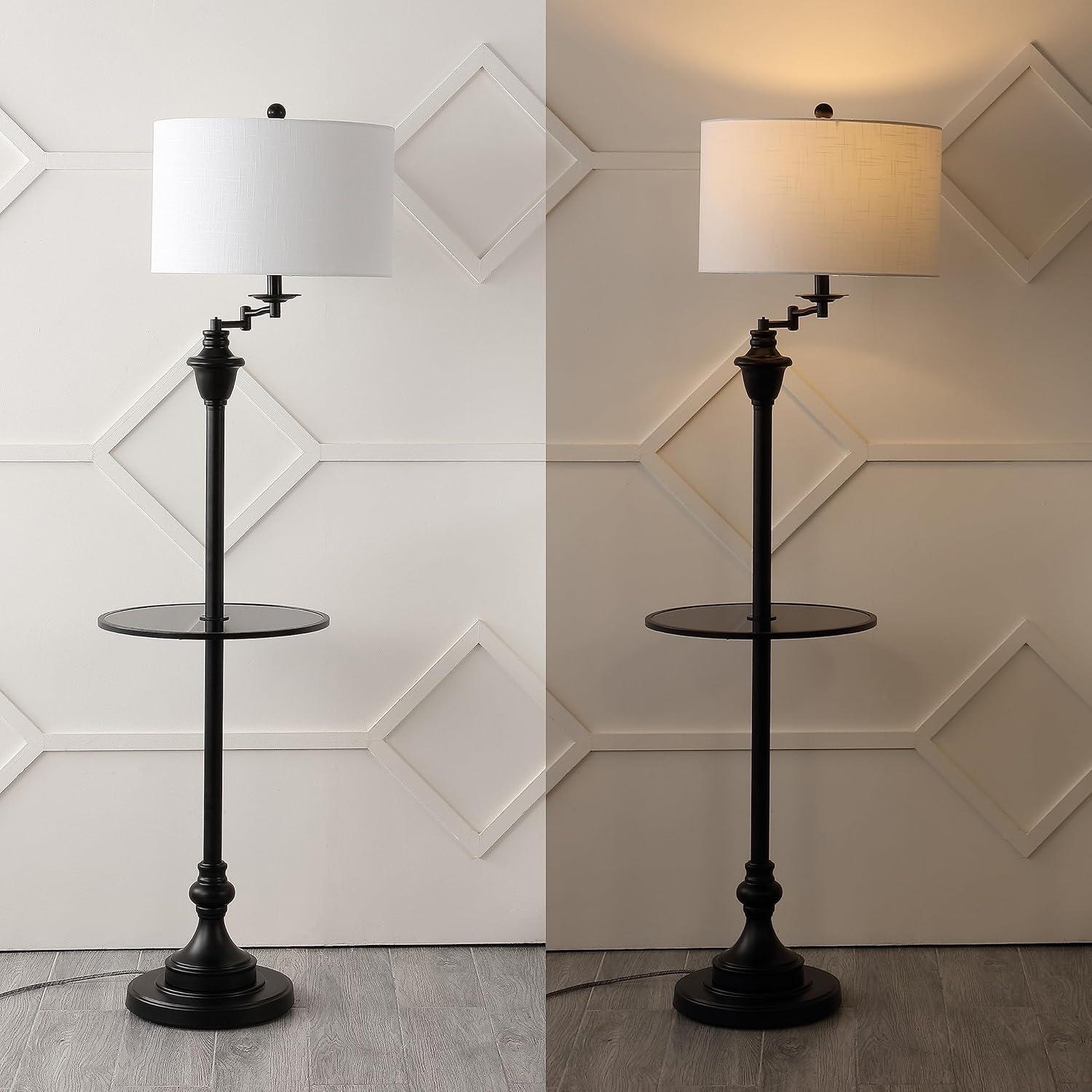 Rephen 60'' Black LED Swing Arm Floor Lamp with USB