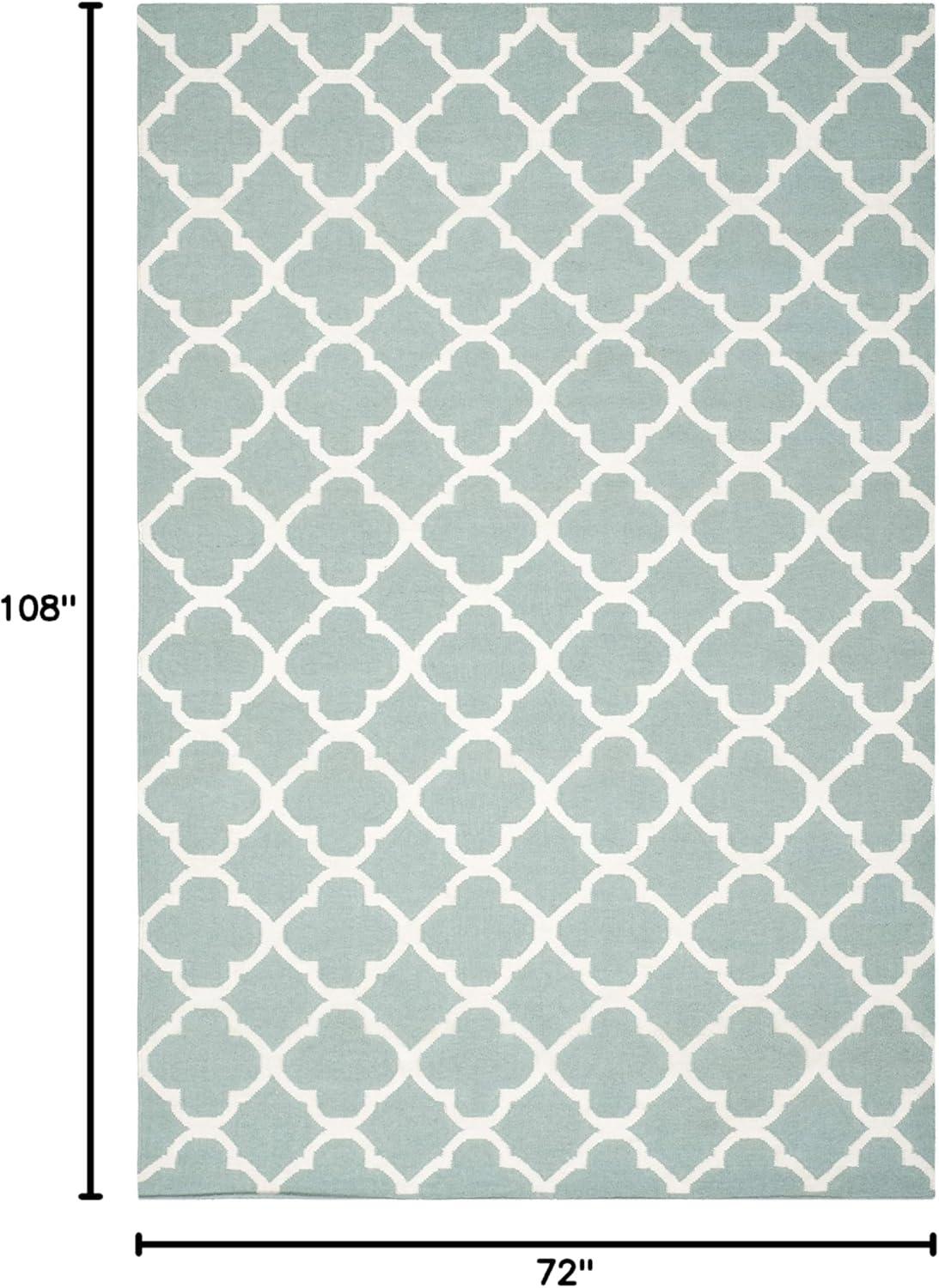 Dhurries DHU627 Hand Woven Area Rug - Blue/Ivory - 6'x9' - Safavieh.