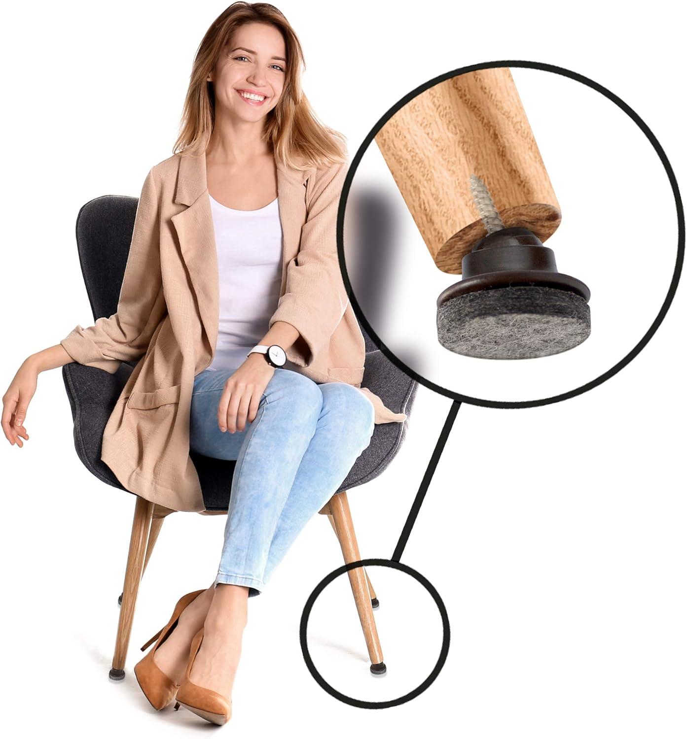 Slipstick Gorillafelt Cb259 Swivel Glide Felt Floor Protectors (16 Chair Glides) Screw On Felt Furniture Pads For Angled Chair Legs, 1 Inch Round Glides (Set of 16)