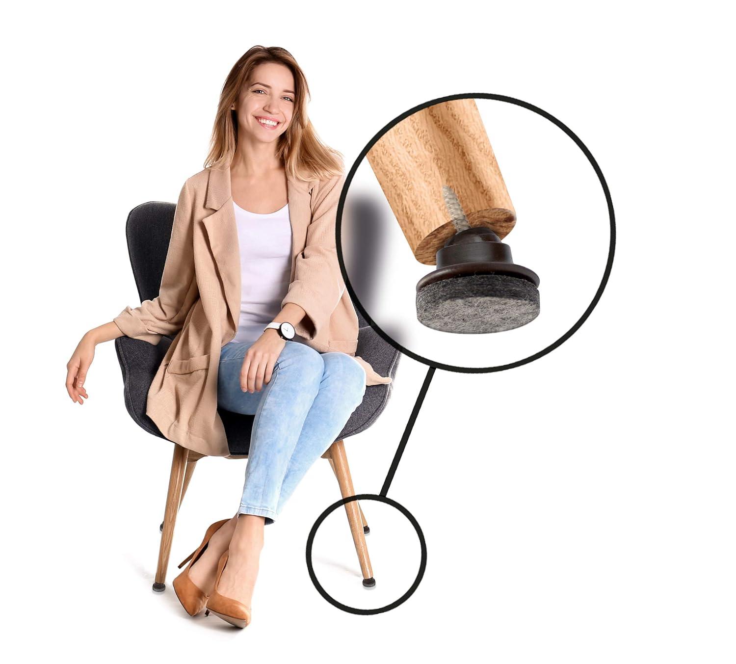 Slipstick Gorillafelt Cb259 Swivel Glide Felt Floor Protectors (16 Chair Glides) Screw On Felt Furniture Pads For Angled Chair Legs, 1 Inch Round Glides (Set of 16)