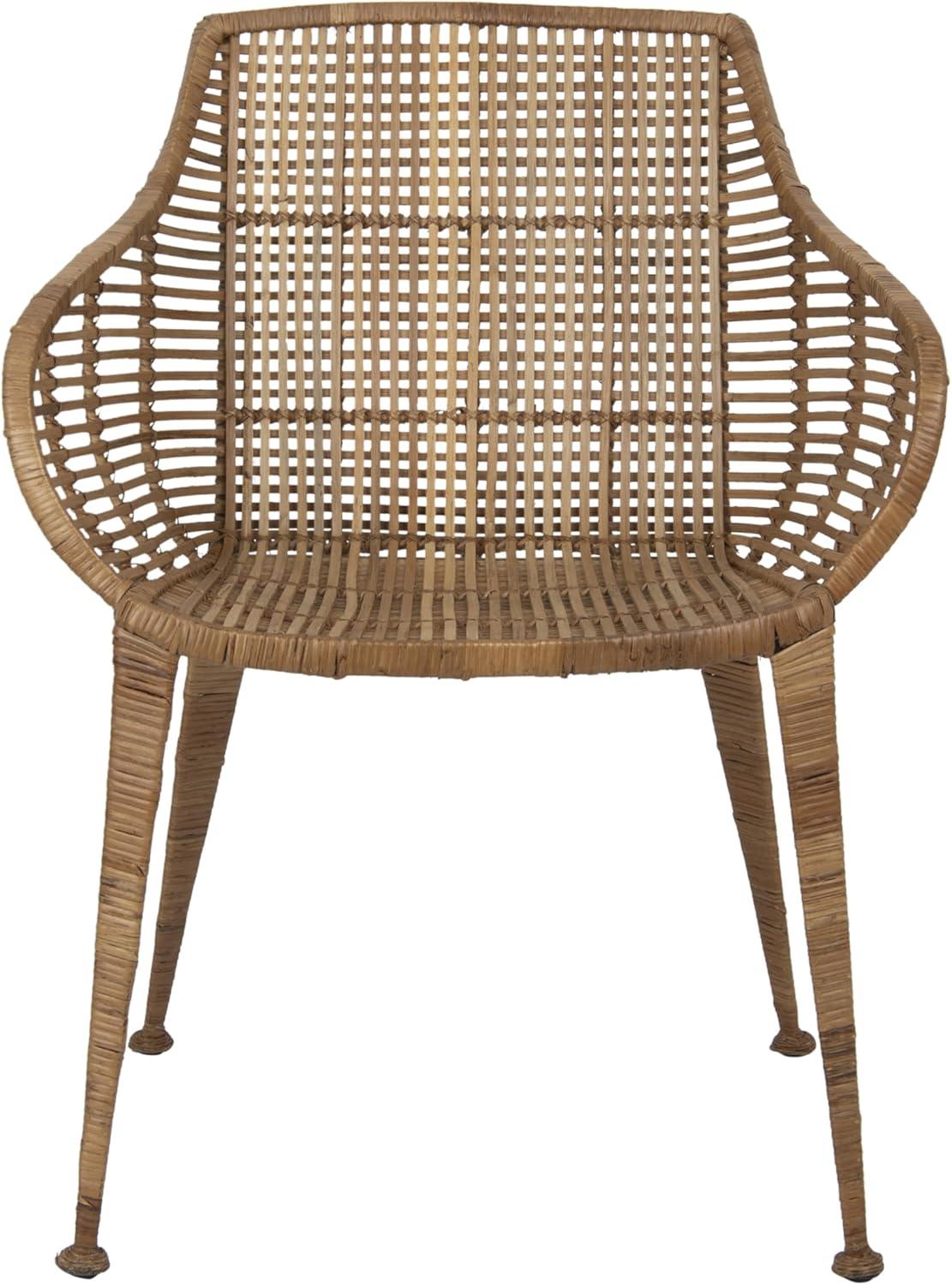 Bloomingville Hand-woven Rattan and Metal Arm Chair, Natural