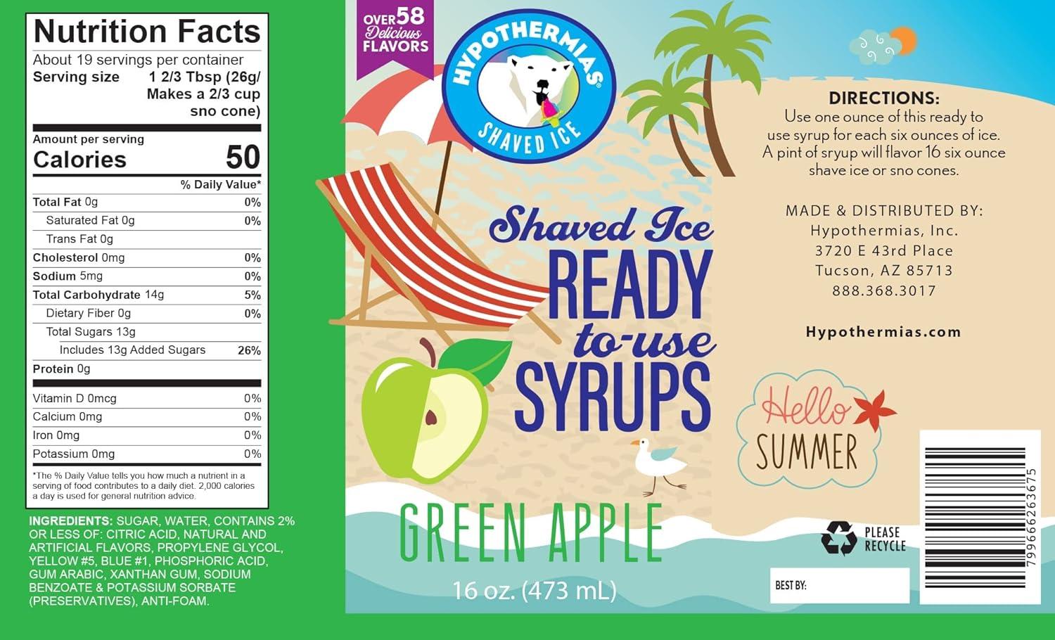 Hypothermias Shaved Ice & Snow Cone Syrup Variety Pack - Blue Raspberry, Tiger's Blood, Dreamcicle - 100% Pure Cane Sugar in a Gift Box