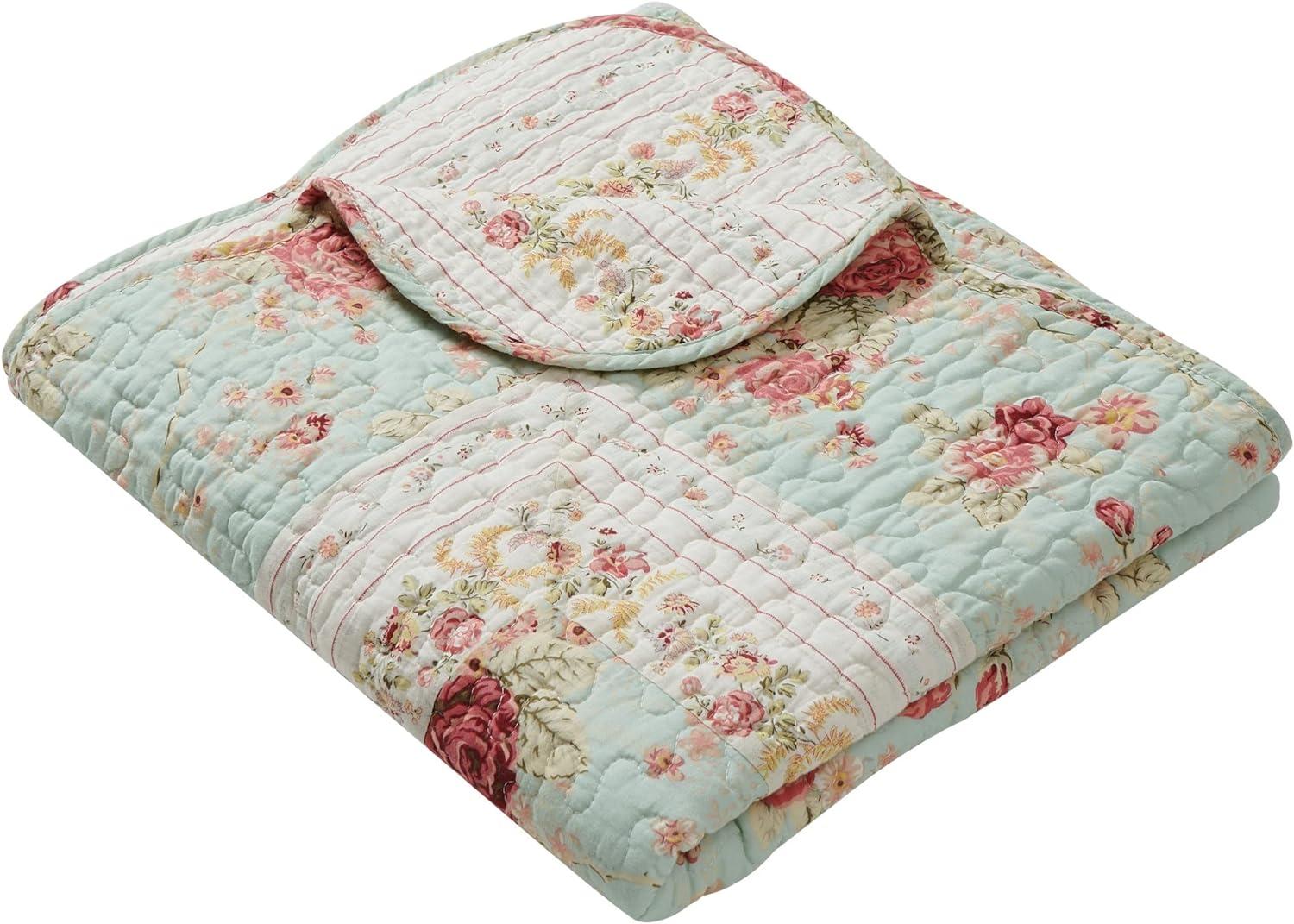 Antique Rose Quilted Reversible Cotton Throw