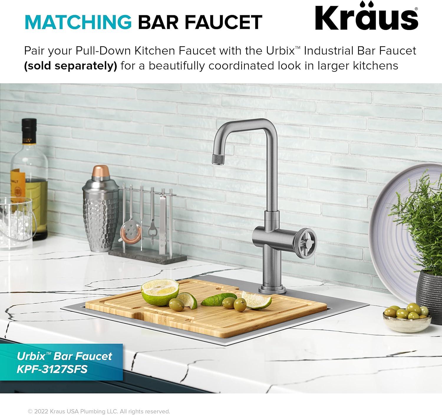 Urbix Industrial Pull-Down Single Handle Kitchen Faucet