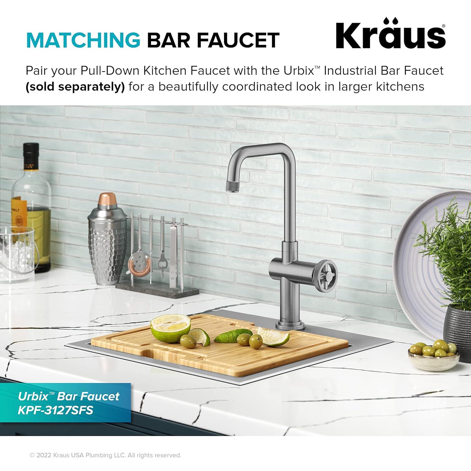 Urbix Industrial Pull-Down Single Handle Kitchen Faucet