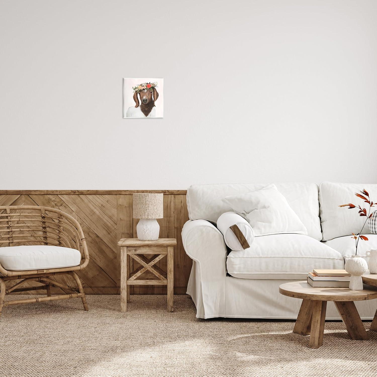 The Stupell Home Décor Collection Springtime Flower Crown Long Ear Baby Goat Wall Plaque Art, 12 x 12, Multi-Color