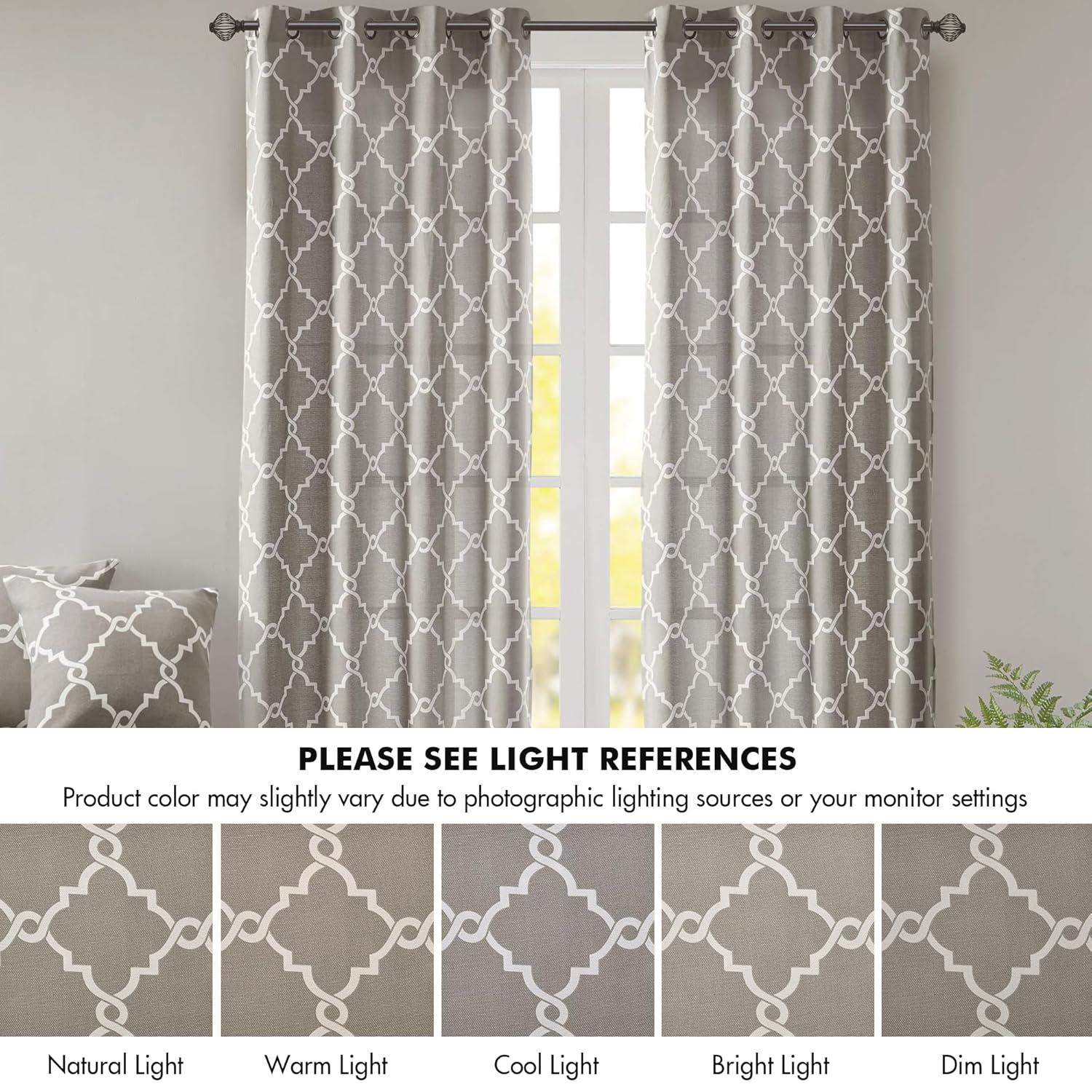 Madison Park Fretwork Print Grommet Top Single Window Curtain Panel