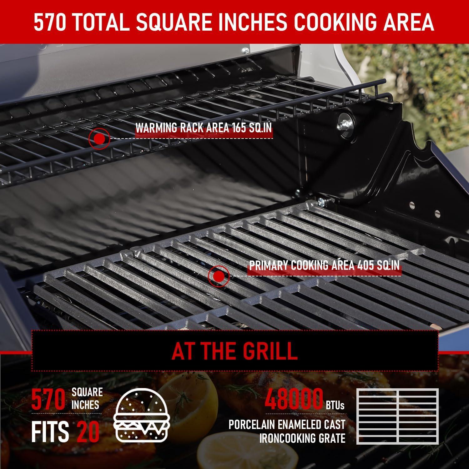 Monument Grills Mesa Series3-Burner 48000 BTU Propane Gas Grill with 1 Side Burner