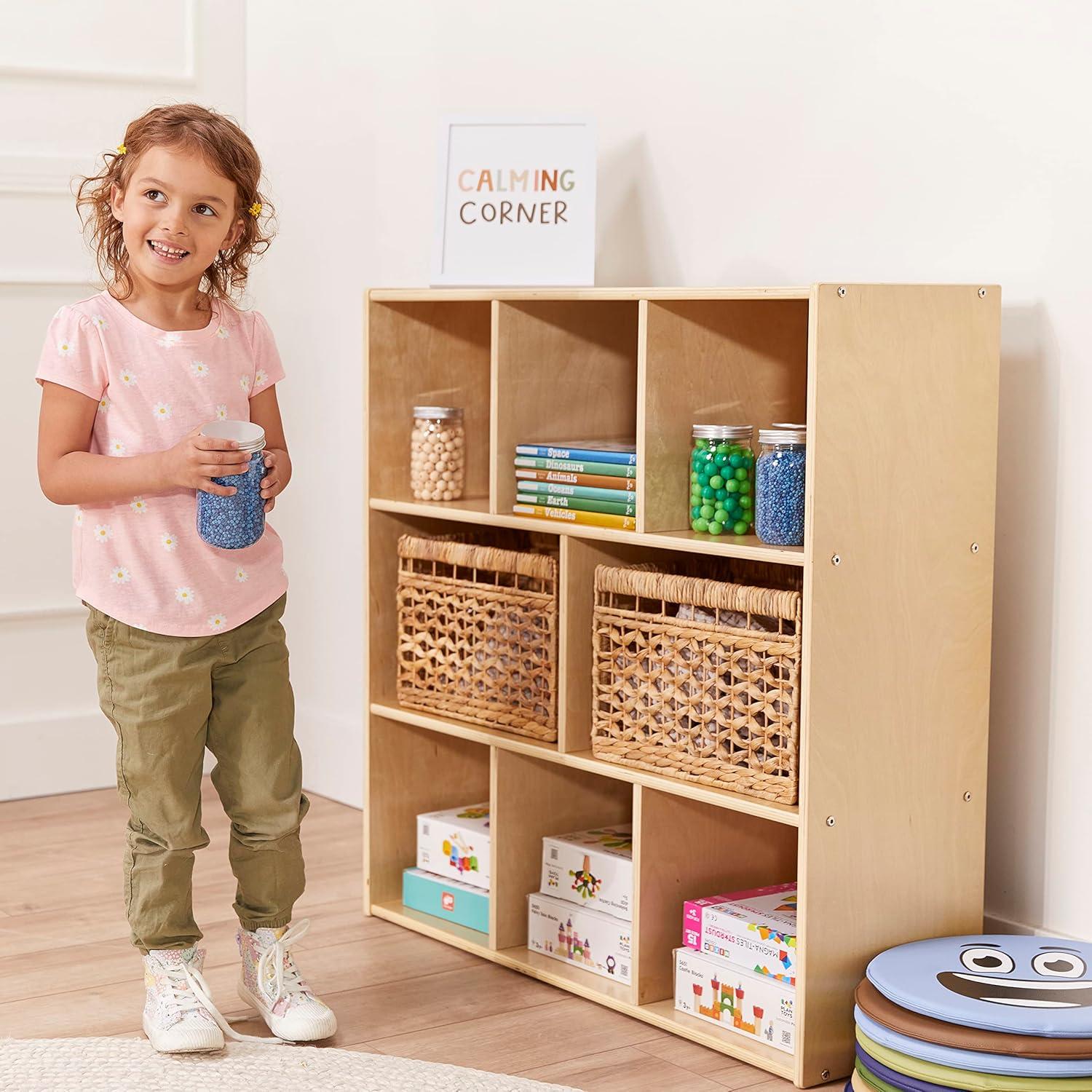 ECR4Kids Streamline 8-Compartment Storage Cabinet, 36in, Natural