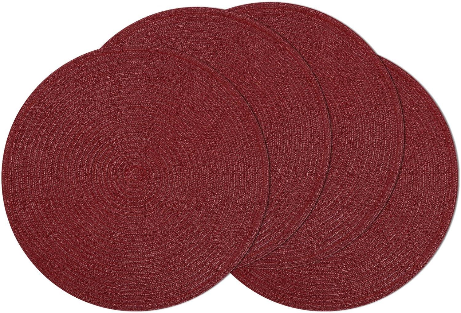 Red 15" Round Cotton Braided Placemats, Set of 4