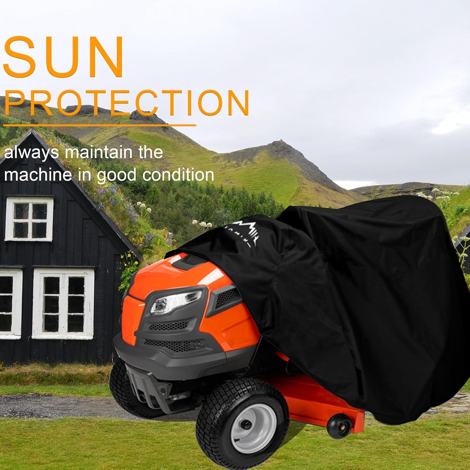 Heavy Duty Black Waterproof Lawn Mower Cover with UV Protection