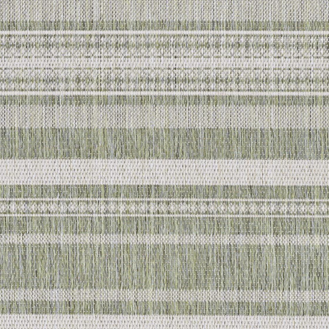 Ivory Sage Leaf Stripe 8'6" x 13' Synthetic Flatwoven Area Rug