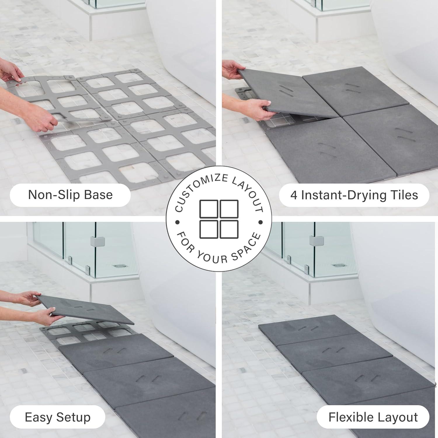 Large White Diatomaceous Earth Non-Slip Bath Mat