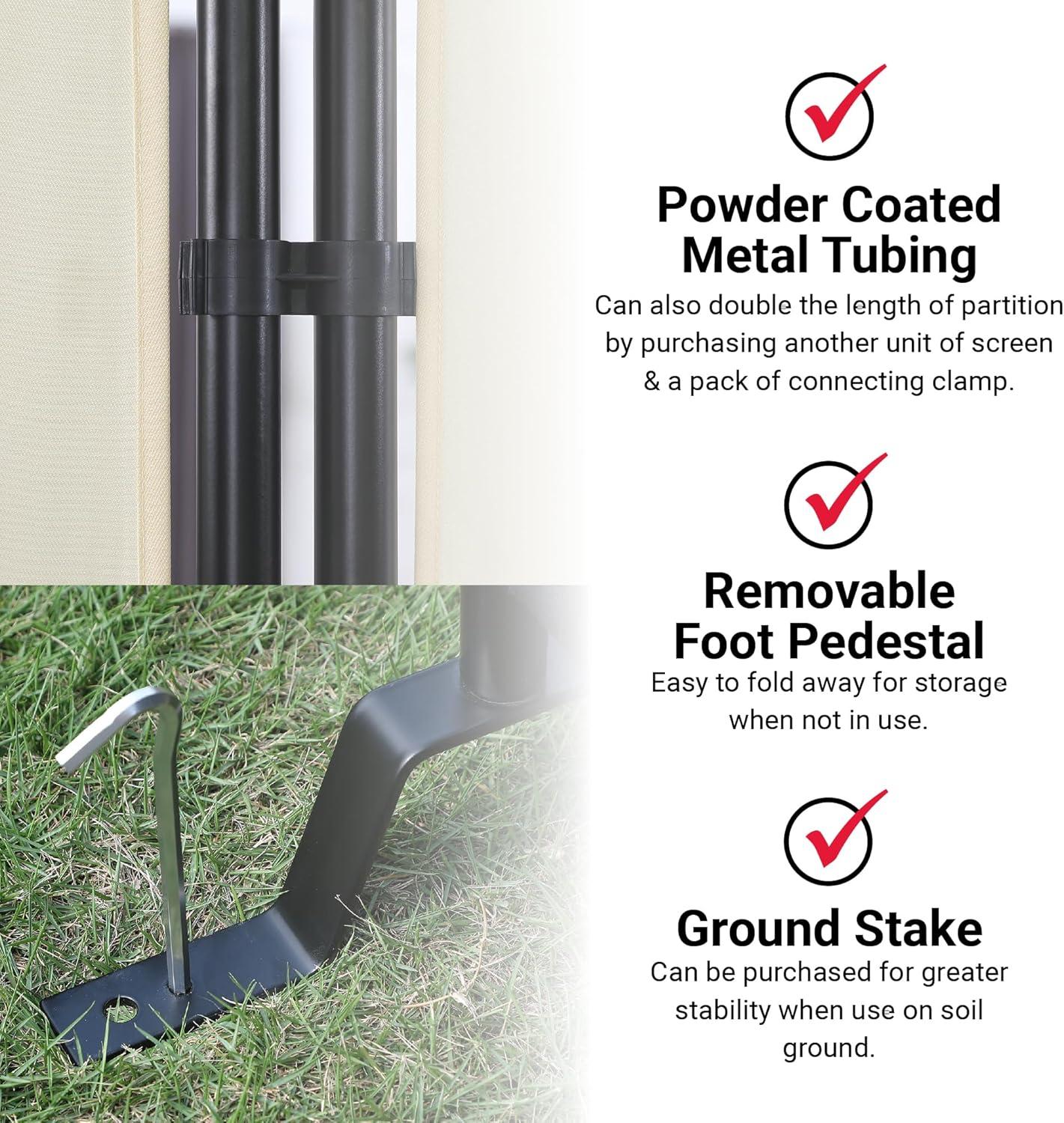 Proman Products FS17182 Galaxy II Indoor/Outdoor Room Divider (2-Panels, 24" with Panel), Water Repellent Fabric, Metal Frame, 50.25" W x 12" D x 71" H, Beige