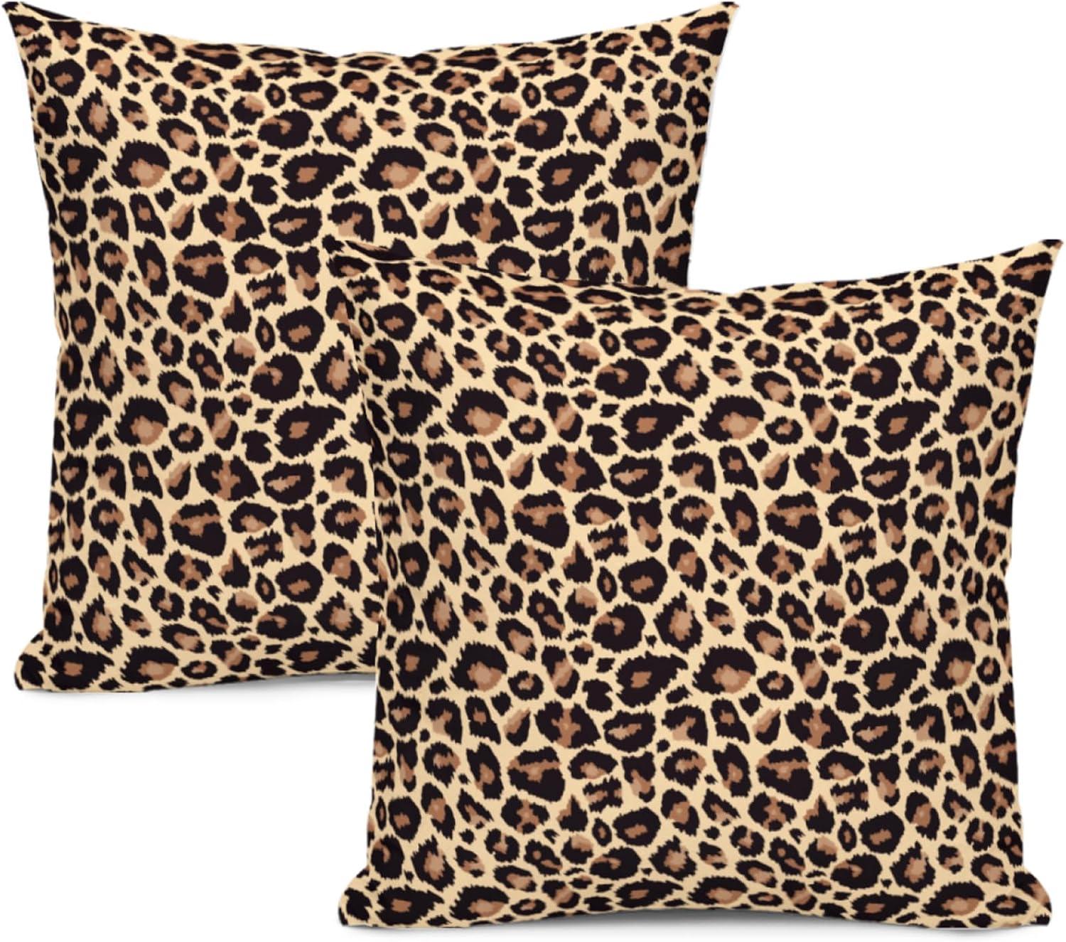 LALILO Throw Pillow Covers Trendy Leopard Wild Animal Cheetah Skin Cushion Cover 18" x 18", 2 Pack