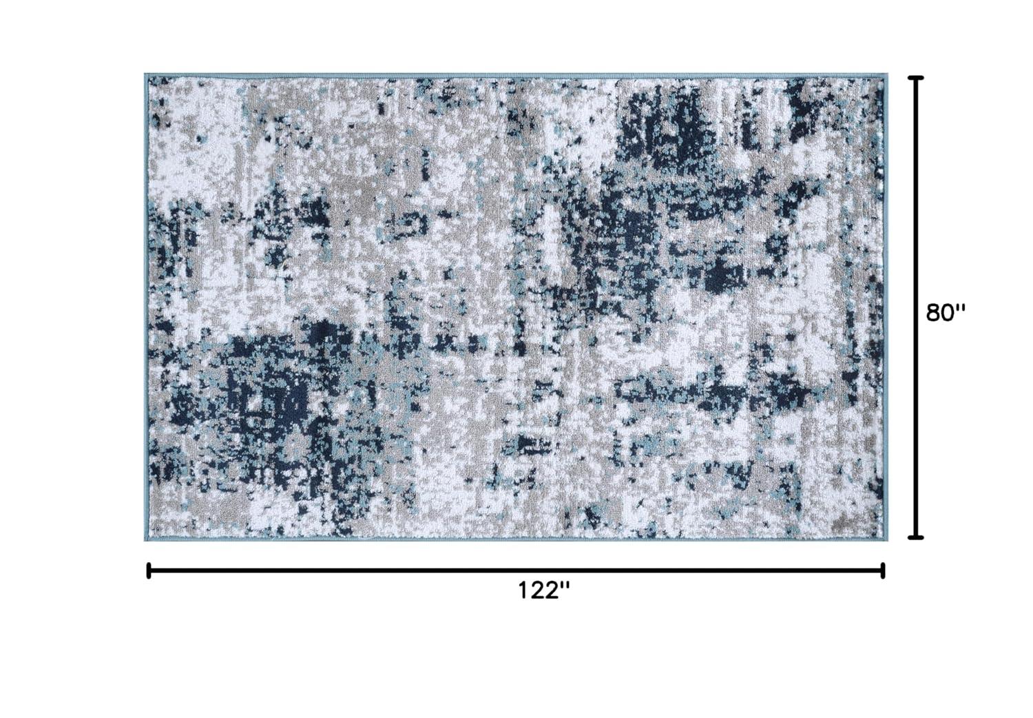 World Rug Gallery Distressed Abstract Area Rug - Blue 2'7"x4'