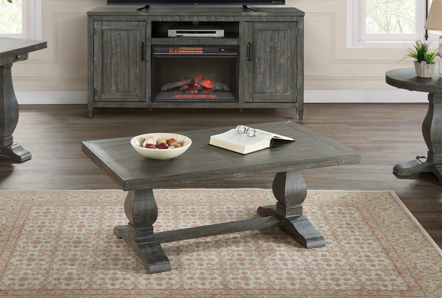 Martin Svensson Home Napa Pedestal Solid Wood Coffee Table, Grey