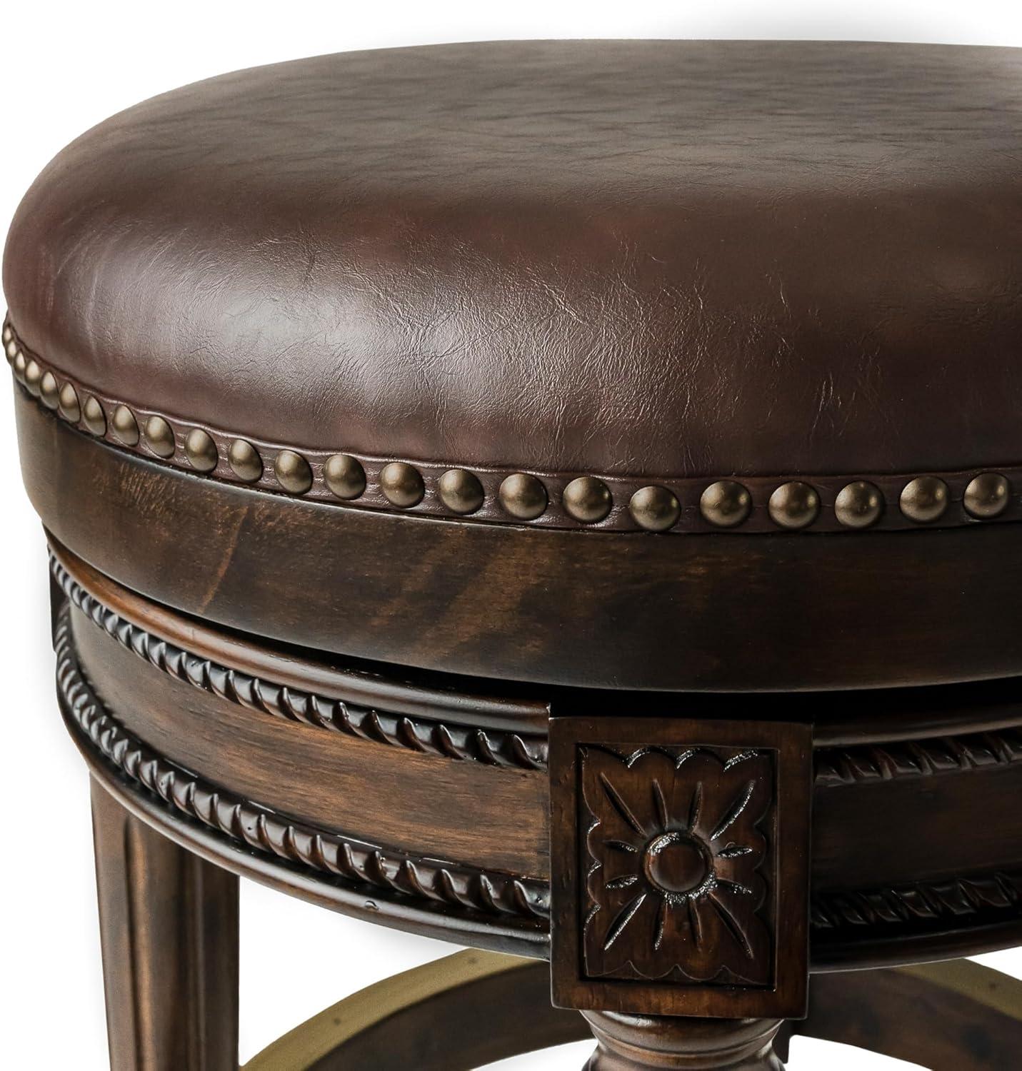 Maven Lane Pullman 31 Inch Tall Backless Alabaster White Finish Bar Height Upholstered Barstool with Cream Fabric Cushion Seat, Set of 3