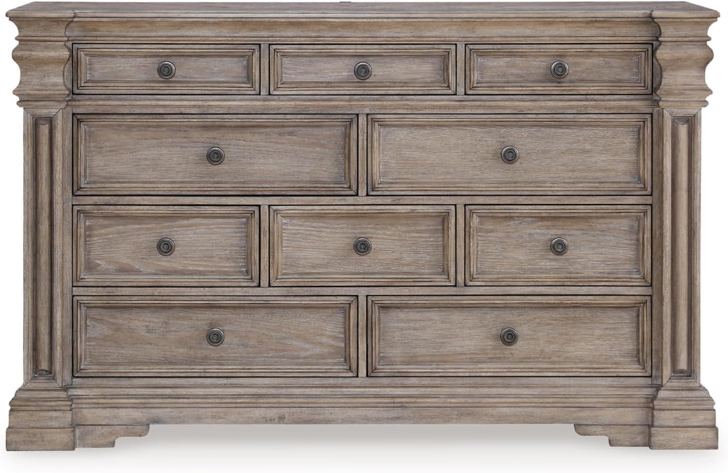 Light Grayish Brown Traditional 10-Drawer Dresser with Mirror