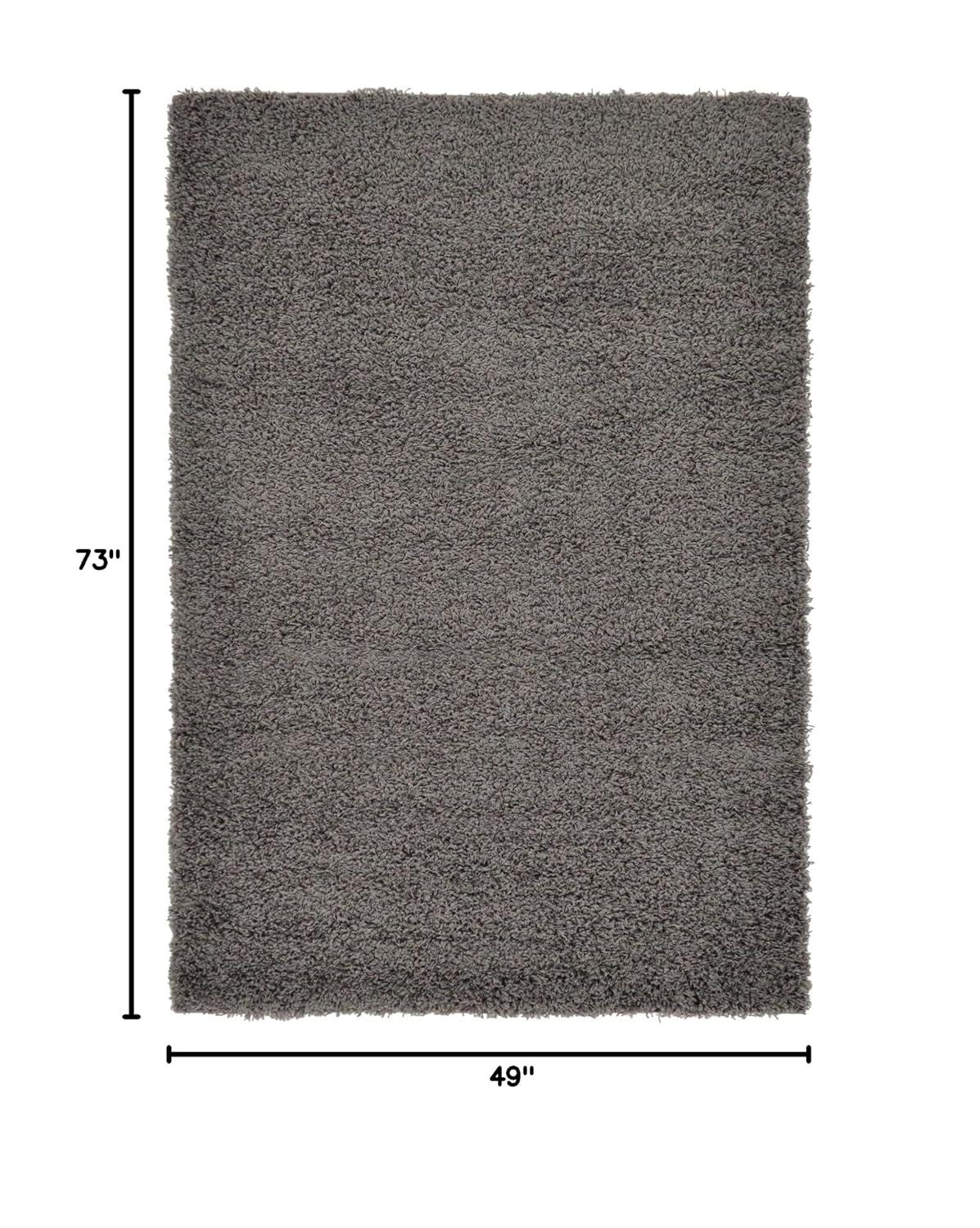 Unique Loom 4' 1 x 6' 1 Solid Shag Graphite Gray Area Rug