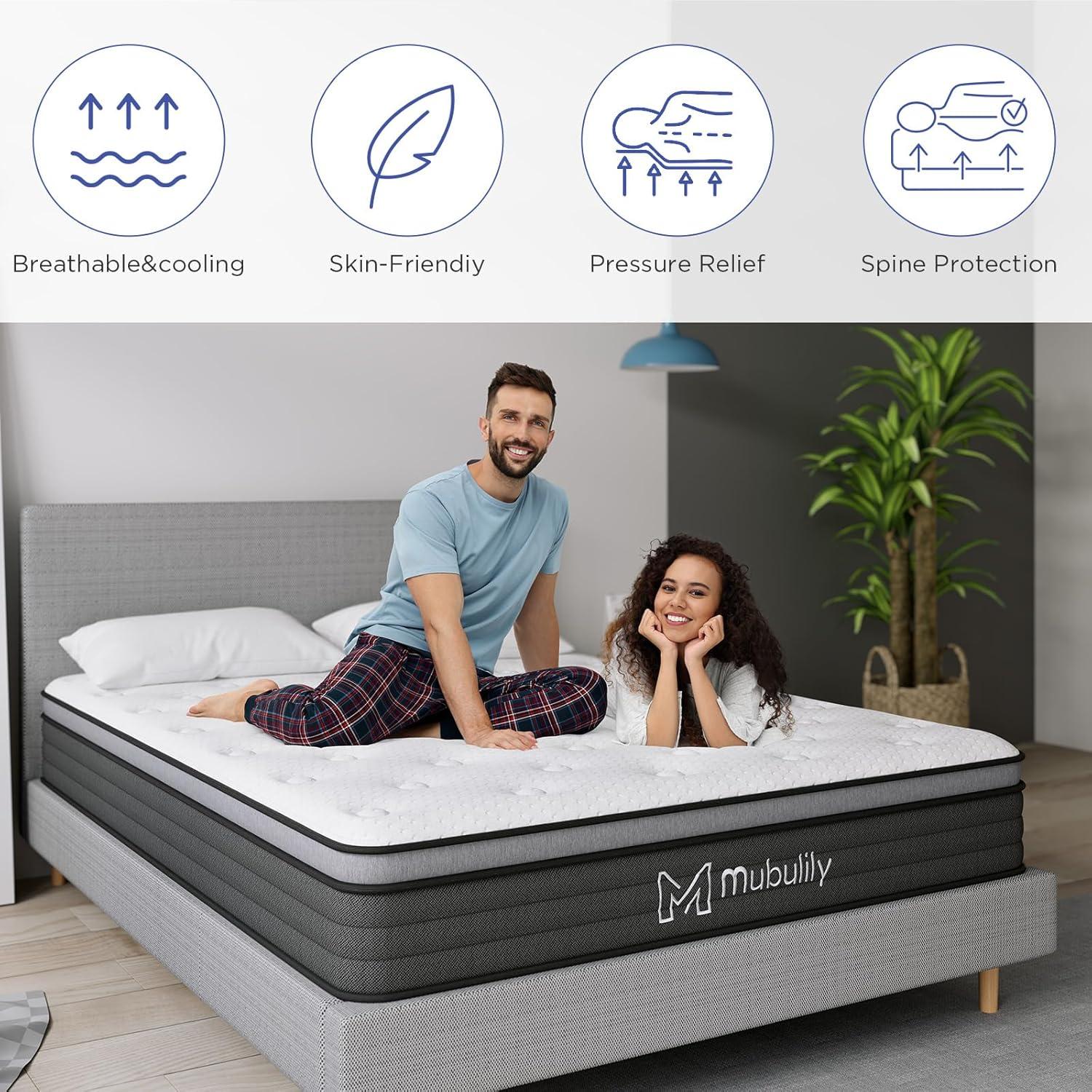 Mubulily 12'' Medium Gel Memory Foam Mattress