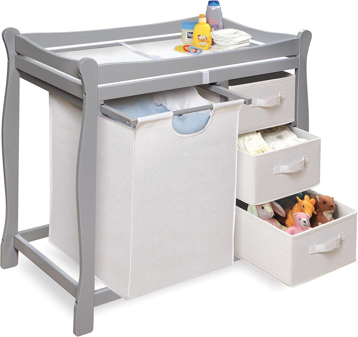 Badger Basket Sleigh Style Changing Table with Hamper and Baskets