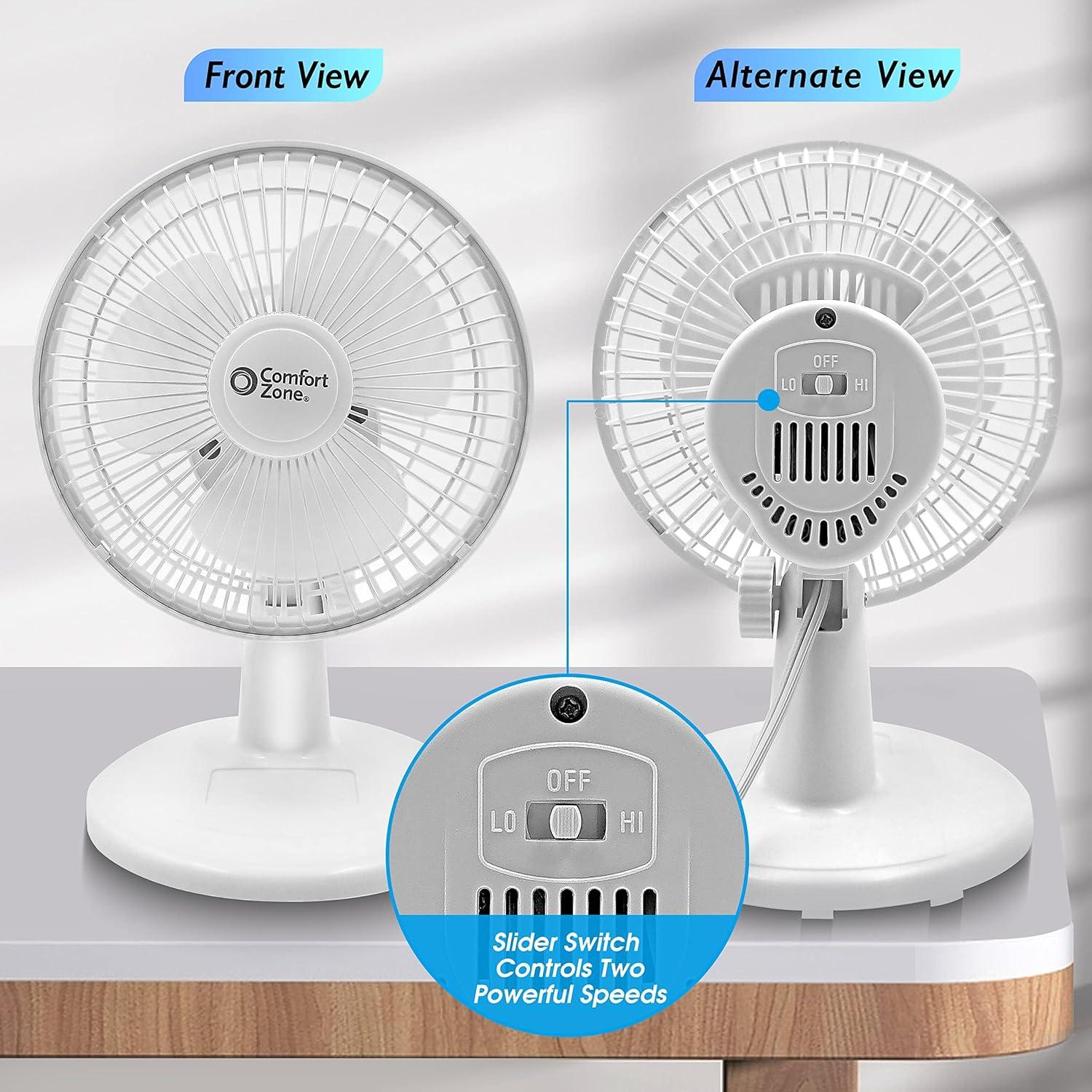 White 6-Inch Portable 2-Speed Desk Fan