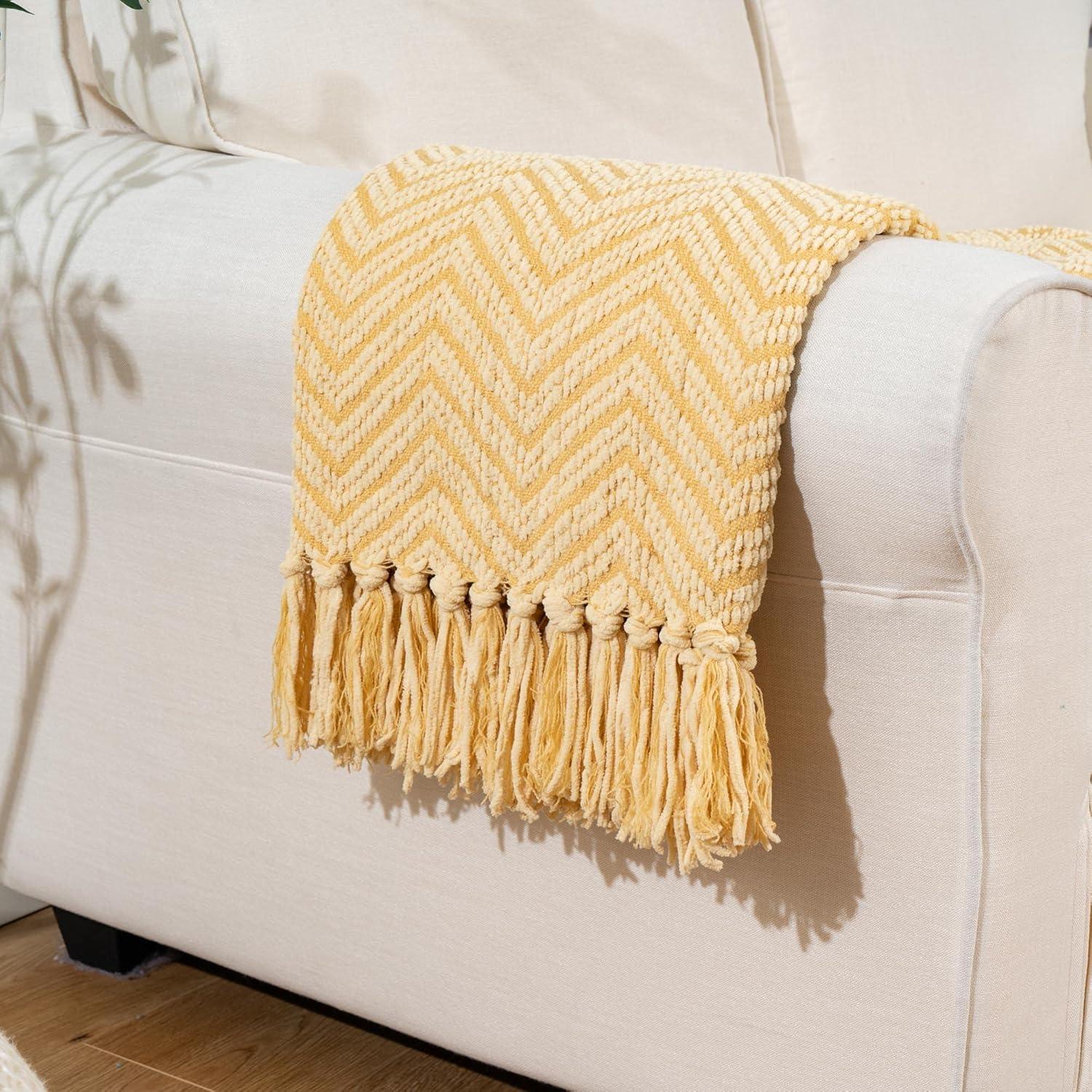 Battilo Home Throw Blanket for Couch, Super Soft Cozy Warm Throws for Twin Bed, Knit Woven Chenille Blanket Versatile for Sofa Bedroom Home Decor