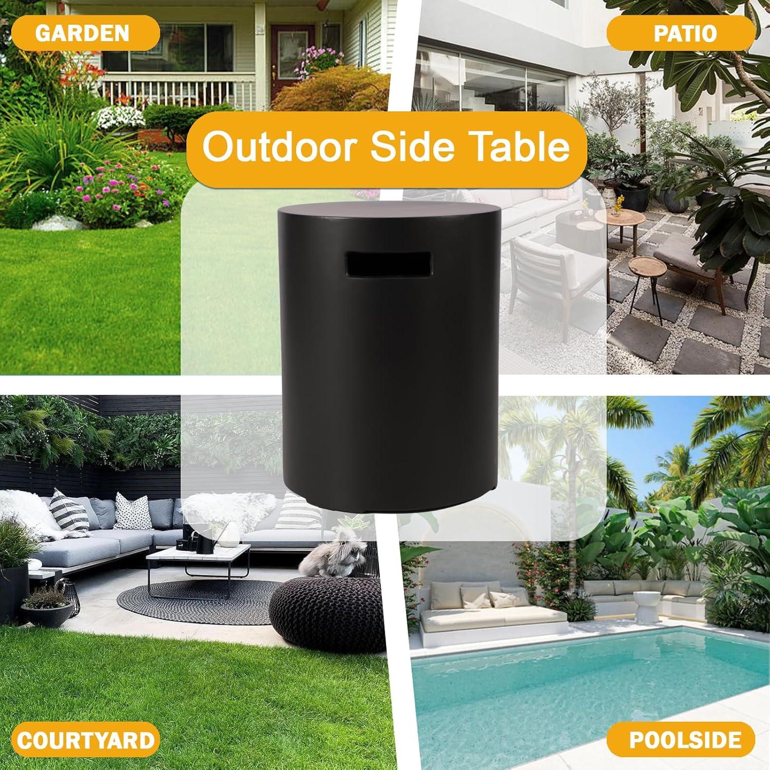 Black Concrete Round Propane Tank Cover Table