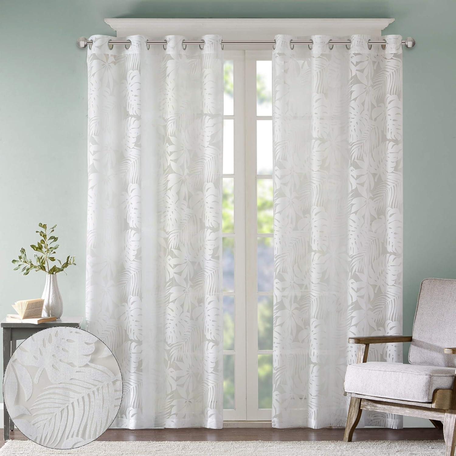 Madison Park Leilani Palm Leaf Burnout Single Window Sheer