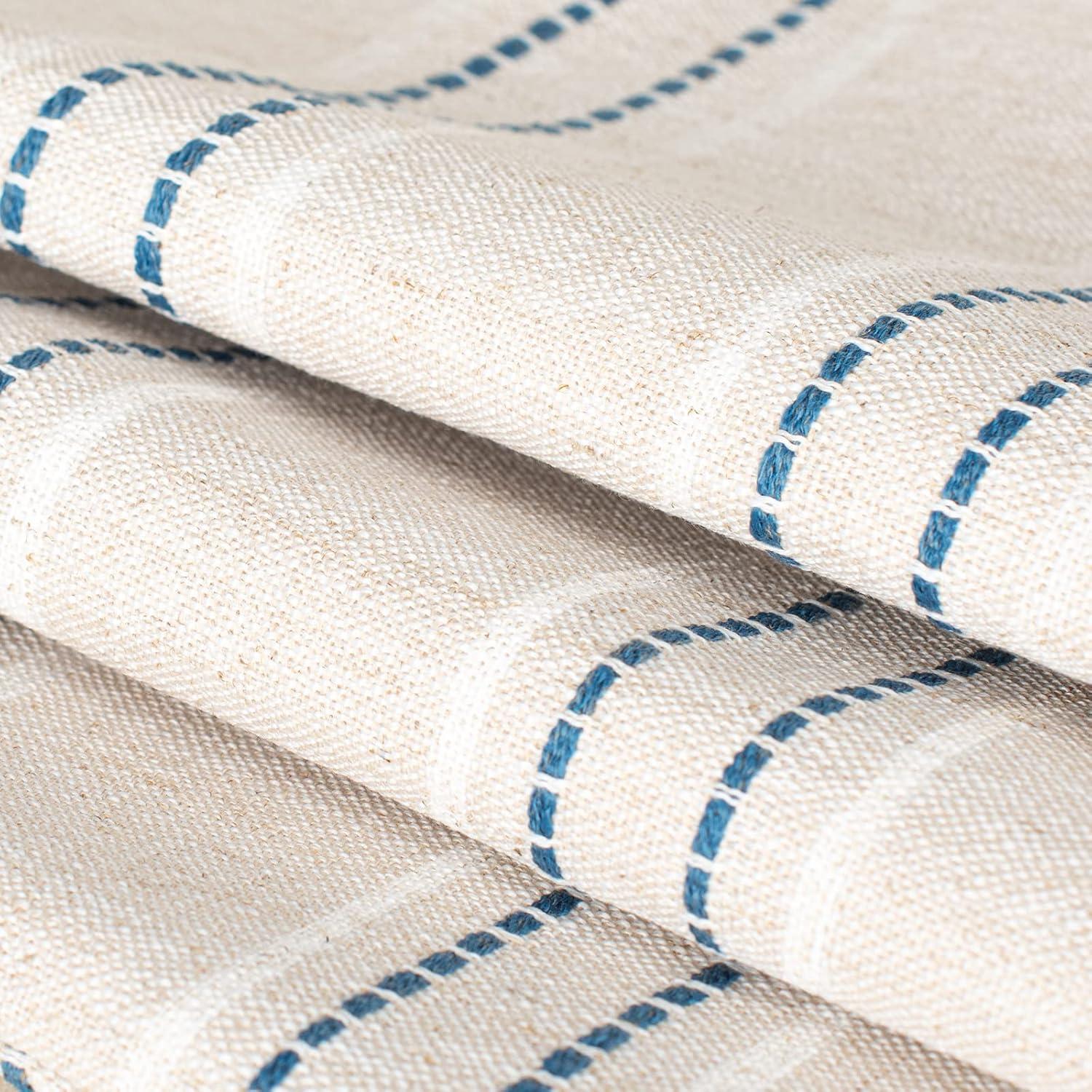 Beige and Navy Blue Farmhouse Stripe 18" Pillow Covers Set