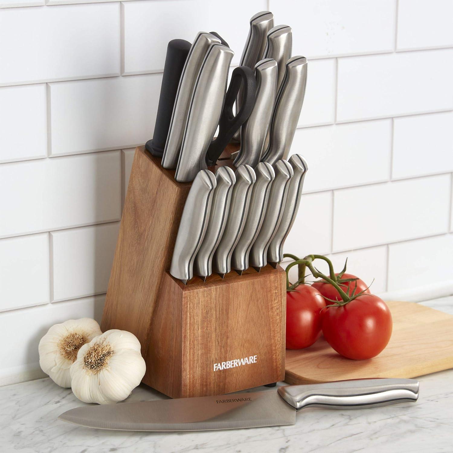 Farberware Farberware 15-Piece High Carbon Stainless Steel Knife Block Set