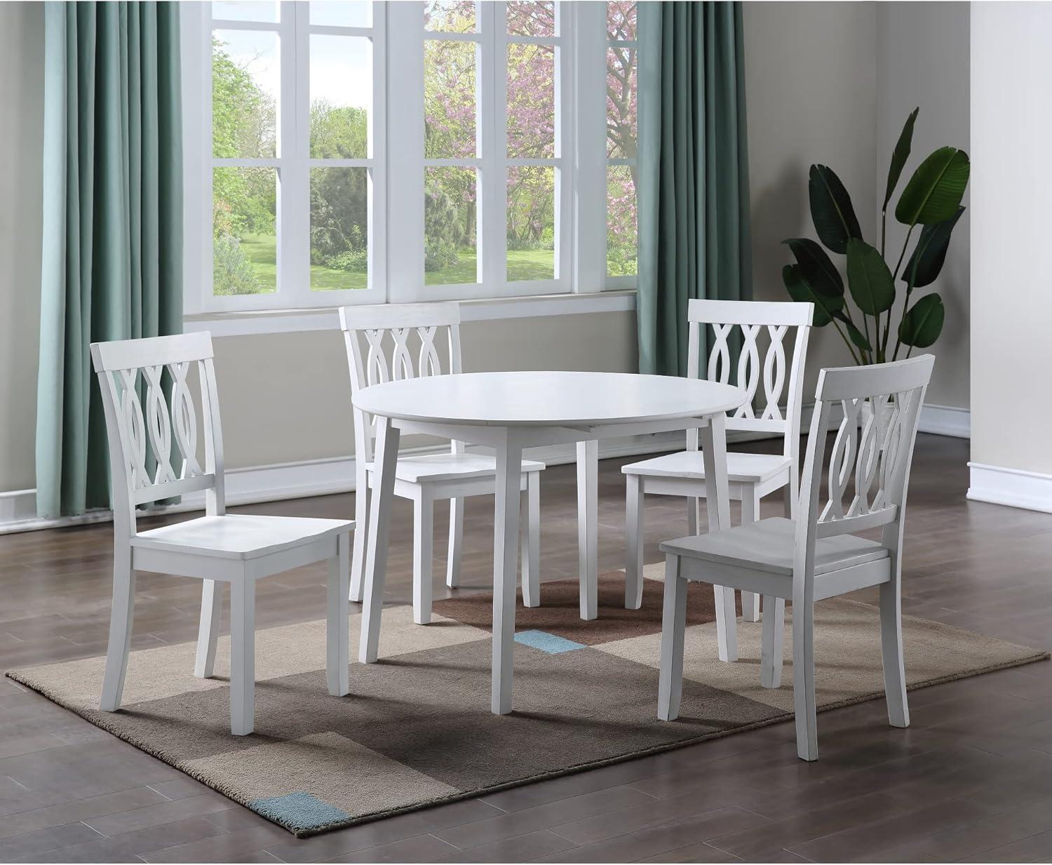 Naples White Wood High Back Side Chair Set