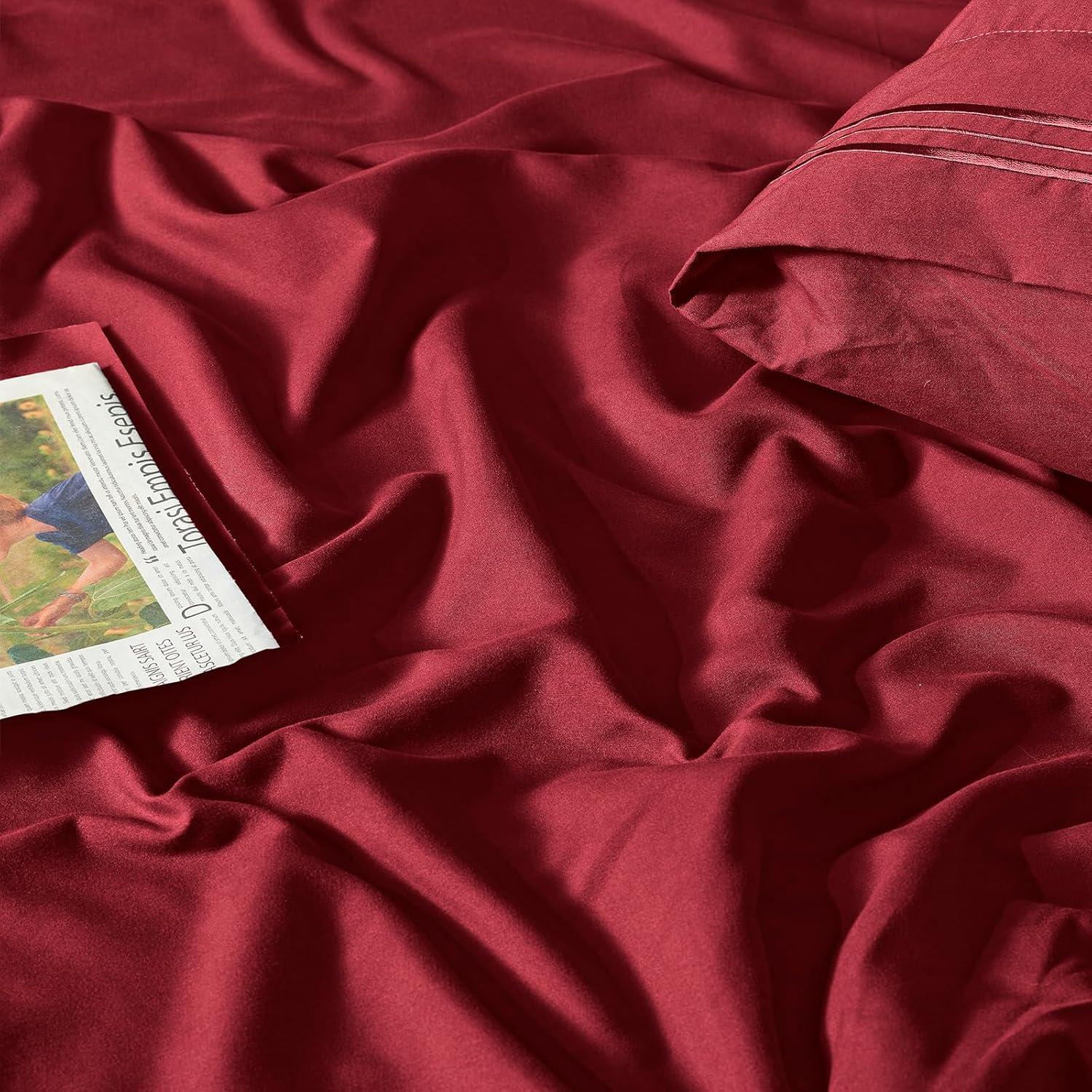 Solid 6 Piece Sheet Set - Ultra Soft - Becky Cameron (Extra Pillow Cases!), Burgundy, King