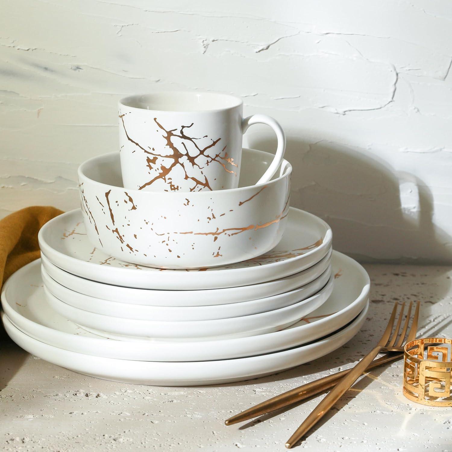 Stone Lain Zora 32-Piece Porcelain Dinnerware Set, Service for 8, White