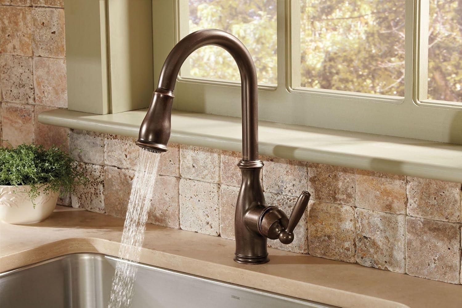 Brantford Pull Out Single Handle Kitchen Faucet with PowerBoost and Reflex