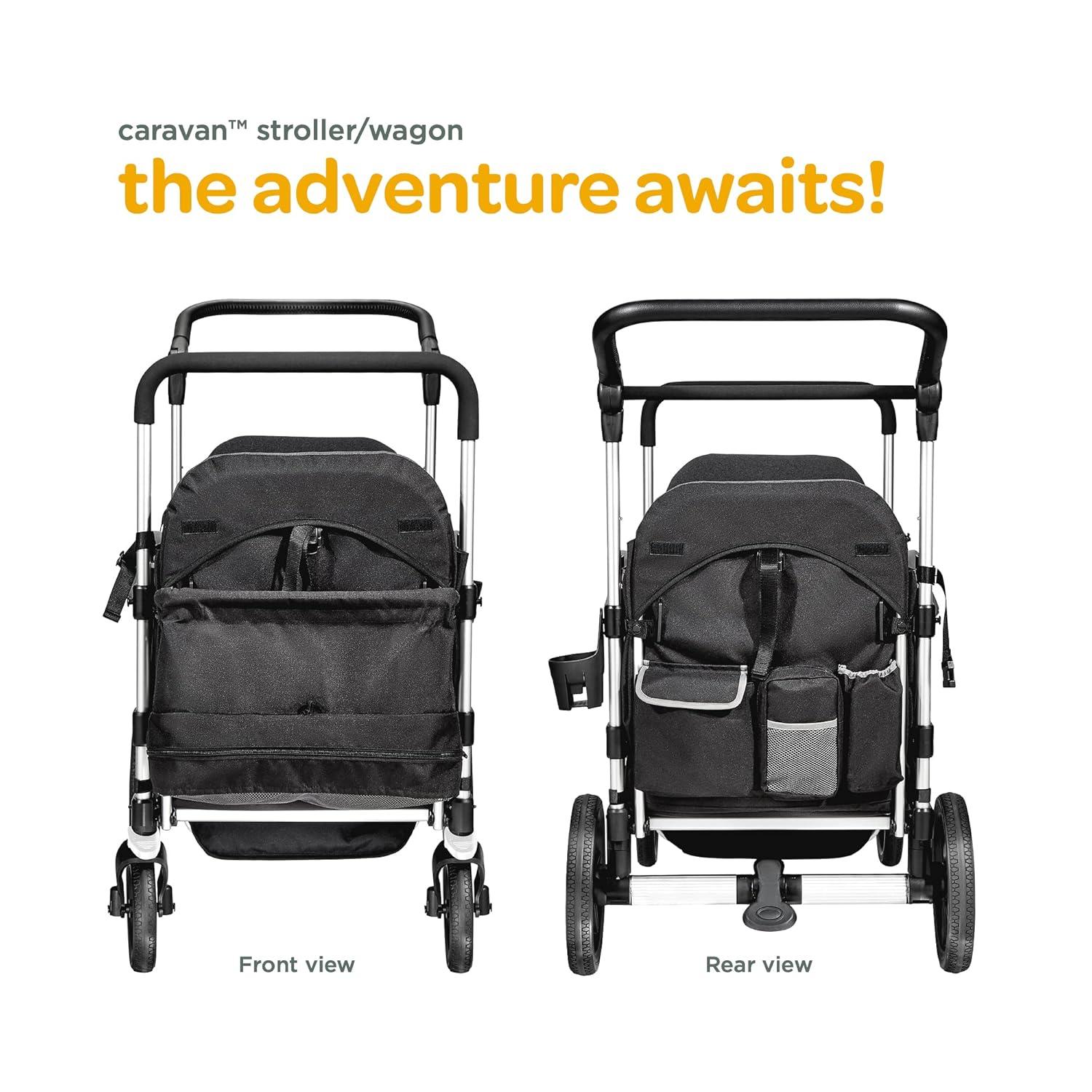 Larktale caravan - Double Seater Collapsible Wagon, All-Terrain Stroller Wagon for Kids, Baby, Toddler