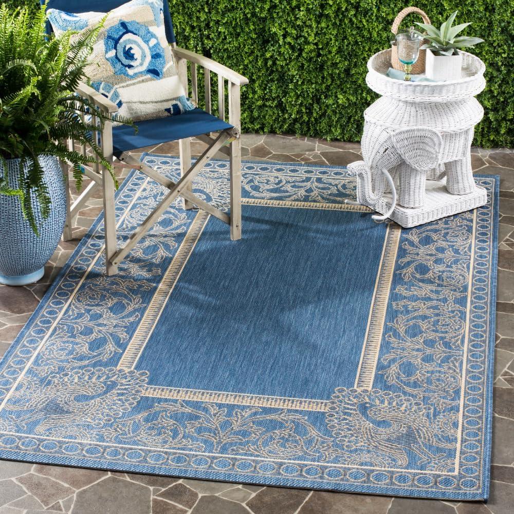 Courtyard CY2965 Power Loomed Indoor/Outdoor Area Rug - Blue/Natural - 4'x5'7" - Safavieh.