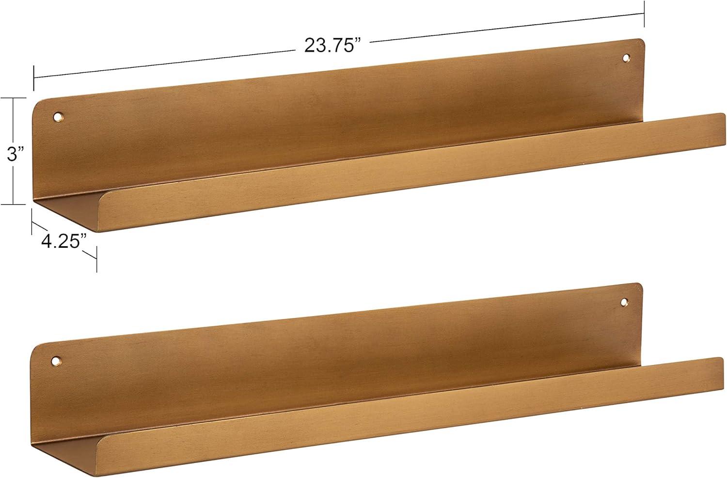 Mezzo 24" Gold Modern Metal Floating Ledge Shelf Set