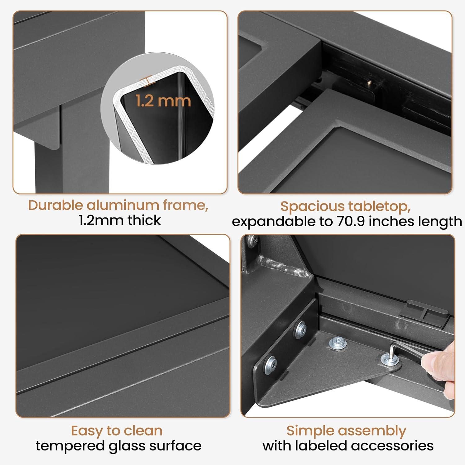 Arlmont & Co. Extendable Rectangular Glass Outdoor Dining Table