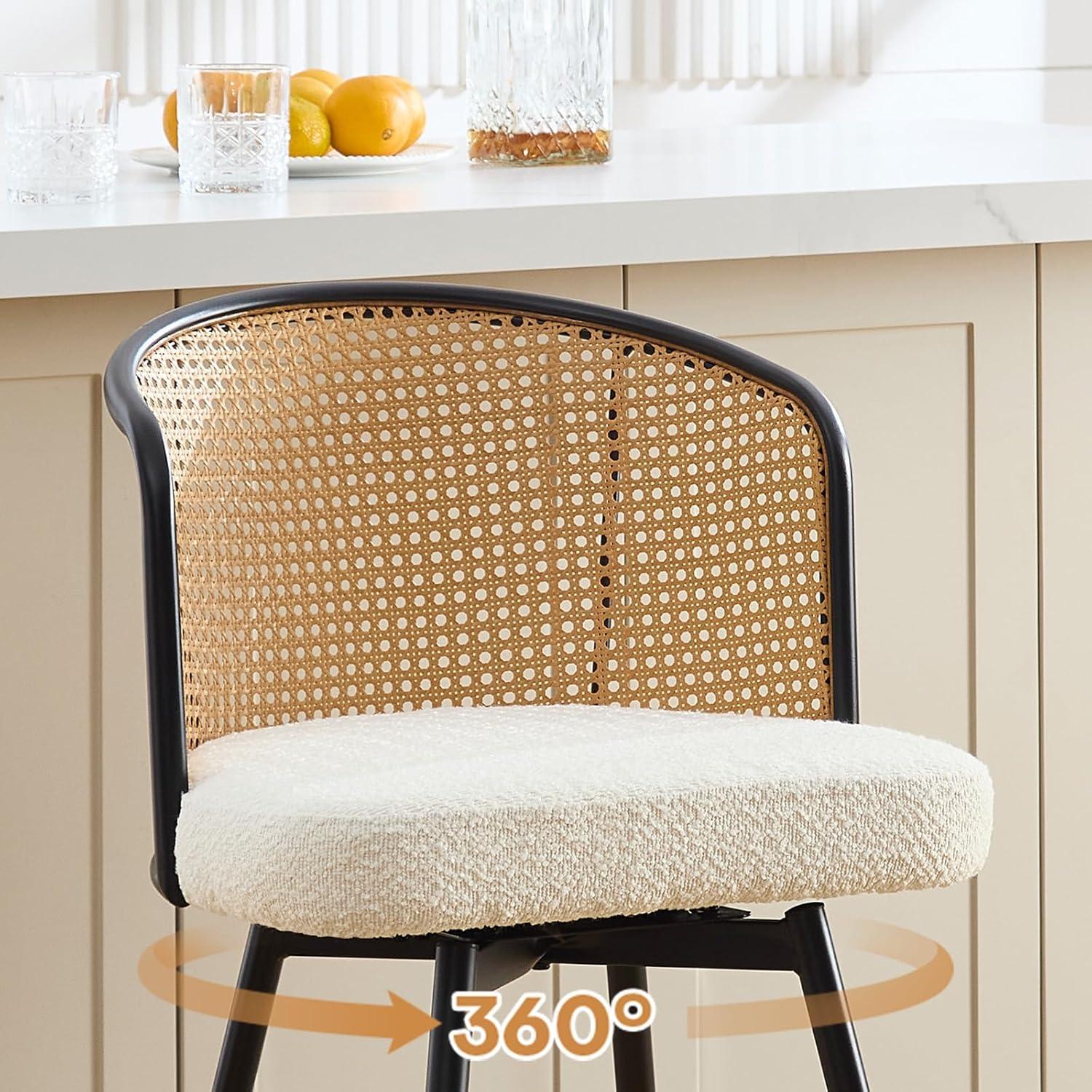Bay Isle Home™ Cane Back Swivel Upholstered Counter & Bar Stool (Set of 2)