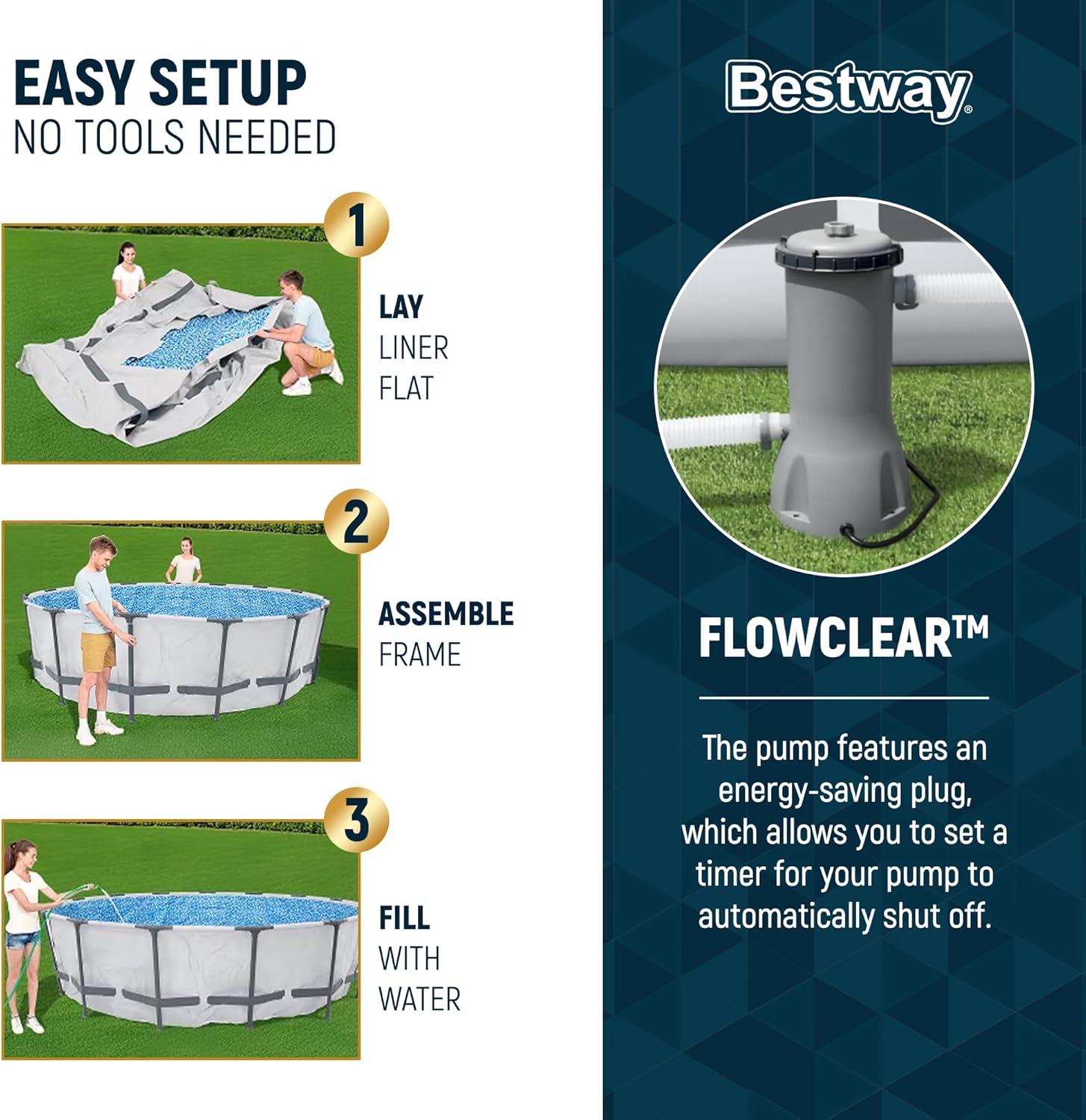 Bestway 56690E 15' x 48" Round Steel Pro MAX Above Ground Swimming Pool Set