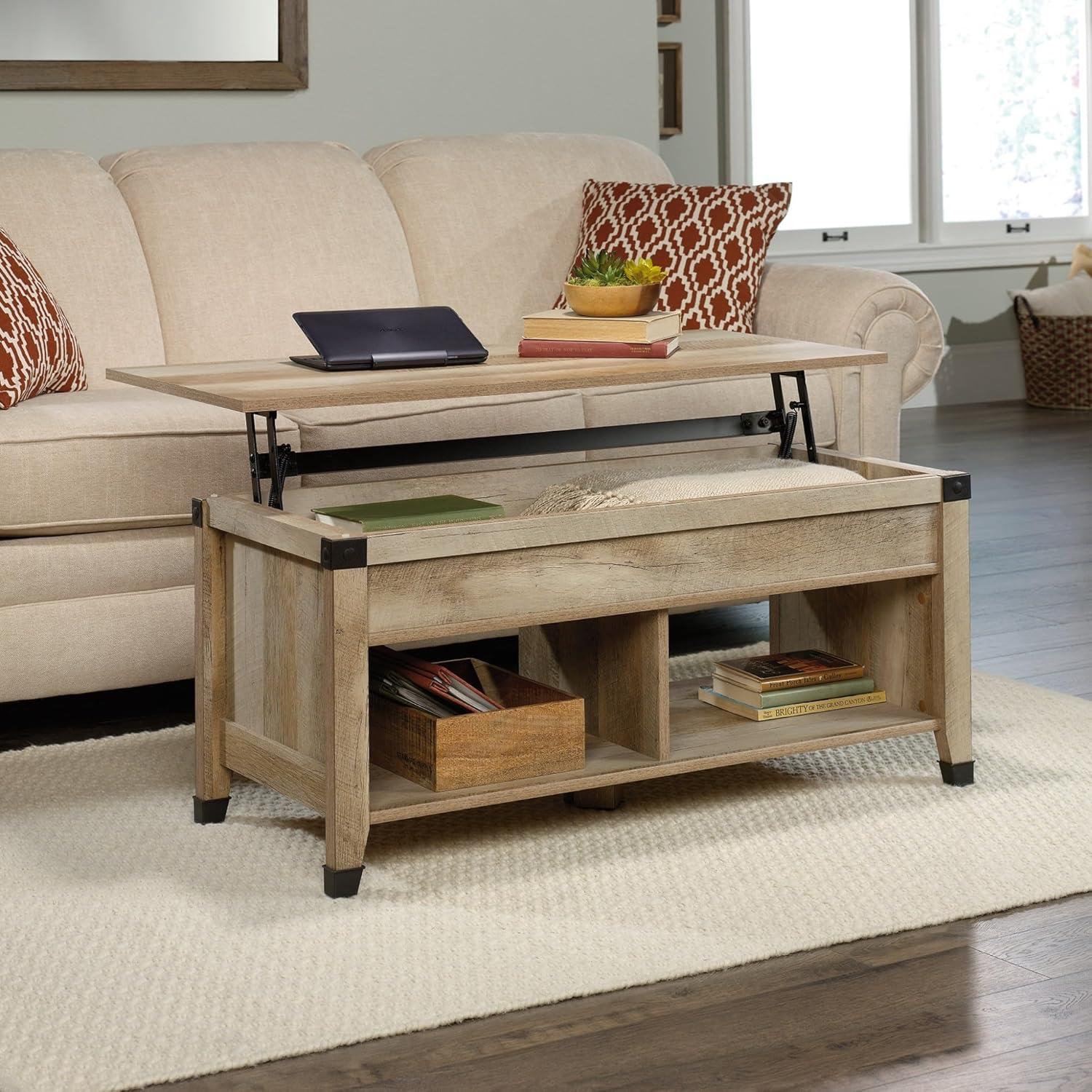 Lintel Oak Rectangular Lift-Top Coffee Table with Storage