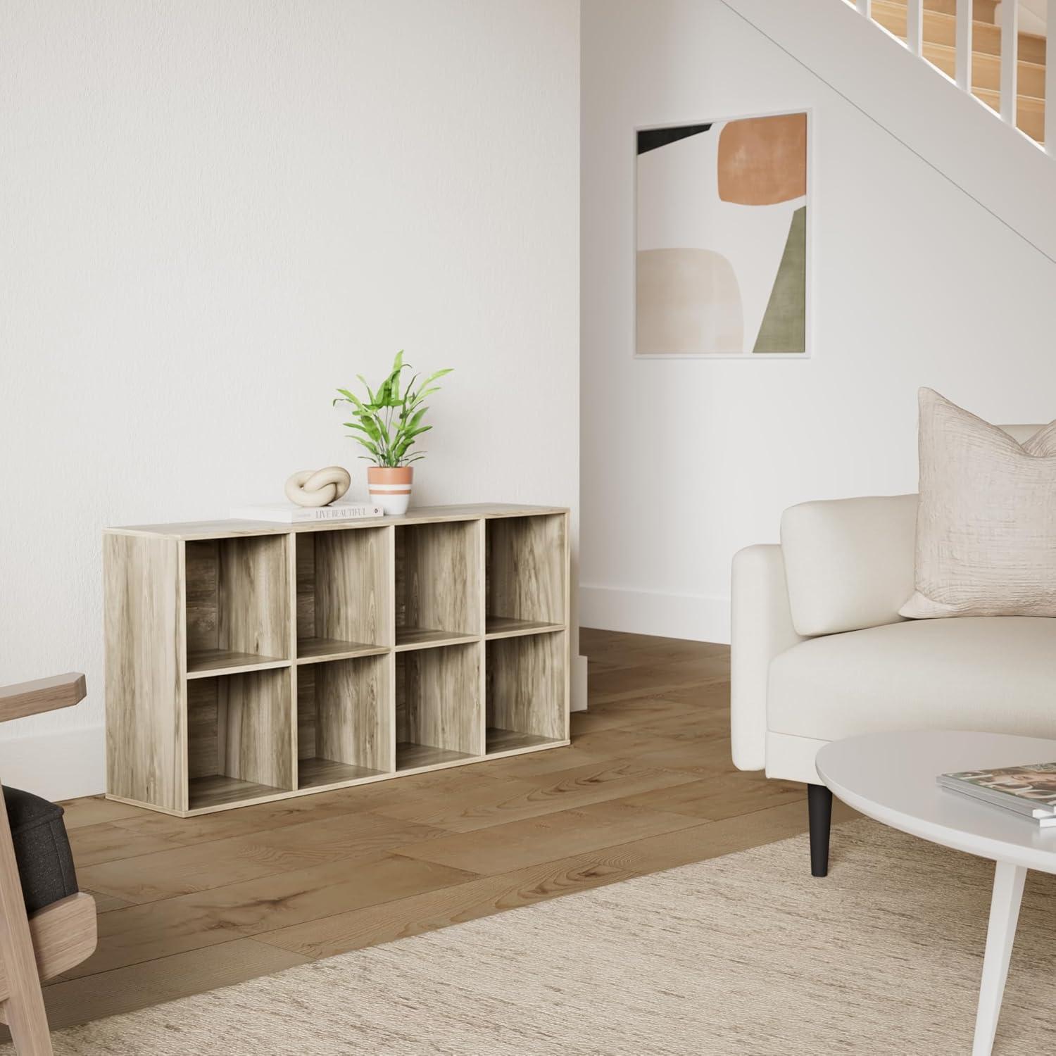 Best Choice Products 8-Cube Bookshelf, 11in Display Storage System, Organizer w/ Removable Back Panels - Greige