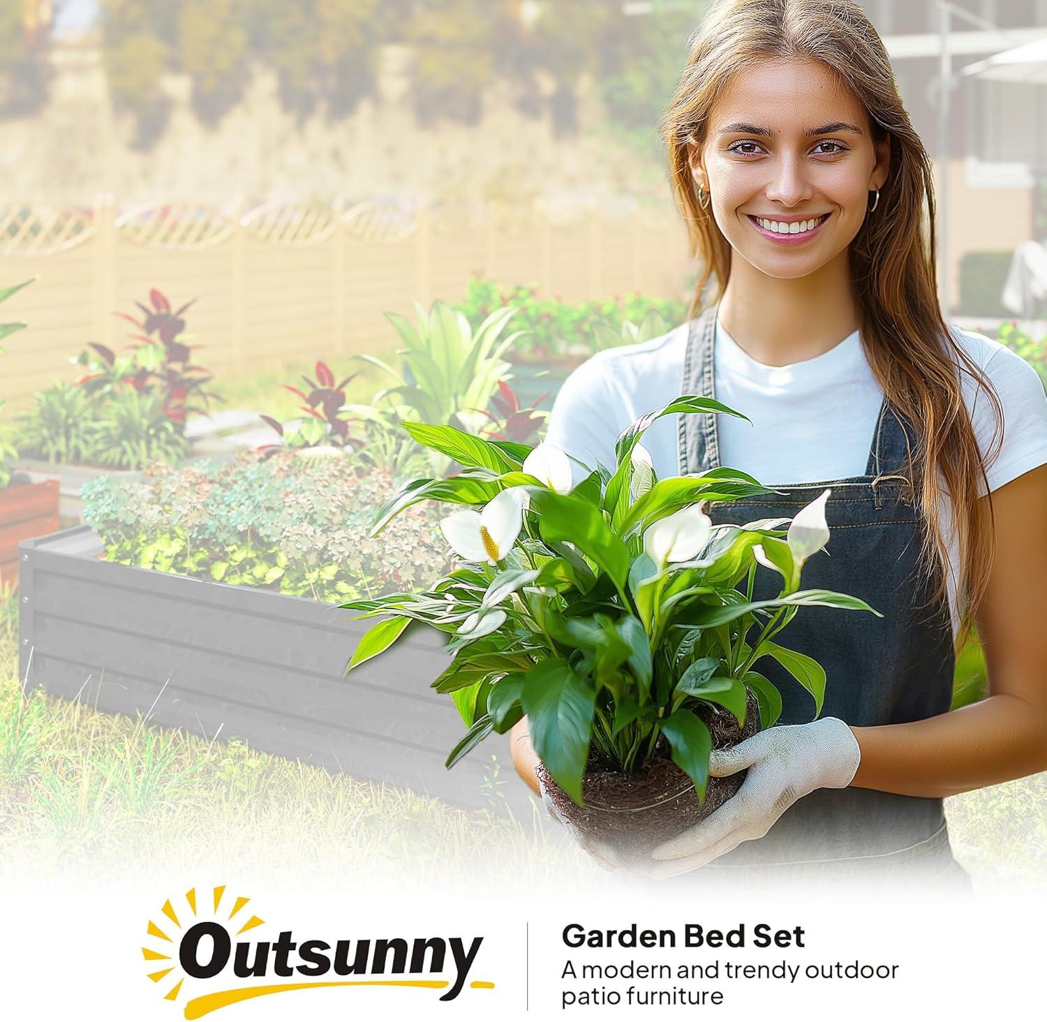 Outsunny 4' x 4' x 1' Galvanized Raised Garden Bed, Planter Raised Bed with Steel Frame for Vegetables, Flowers, Plants and Herbs, Gray