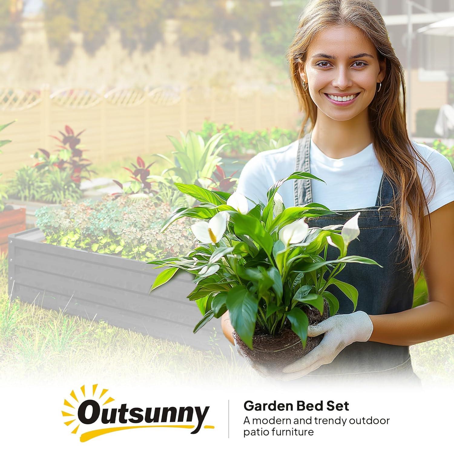 Outsunny 4' x 4' x 1' Galvanized Raised Garden Bed, Planter Raised Bed with Steel Frame for Vegetables, Flowers, Plants and Herbs, Gray