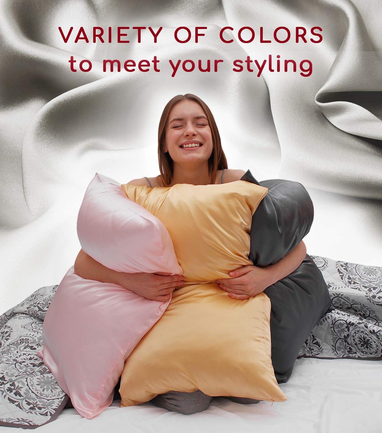 Mellanni Mulberry Silk Collection 19 Momme Light Gray Silk Pillowcase, Body 20"x54"