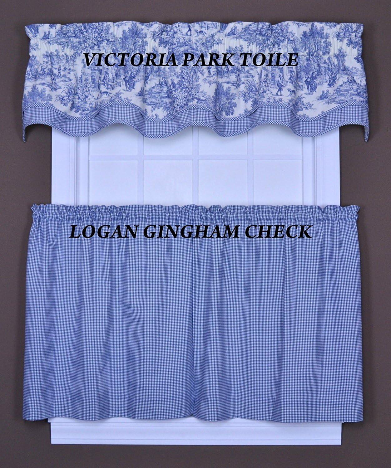 Ellis Curtain Victoria Park Toile Room Darkening Window Rod Pocket Pair Set With 2 Tiers - 2-Piece - 68x24"