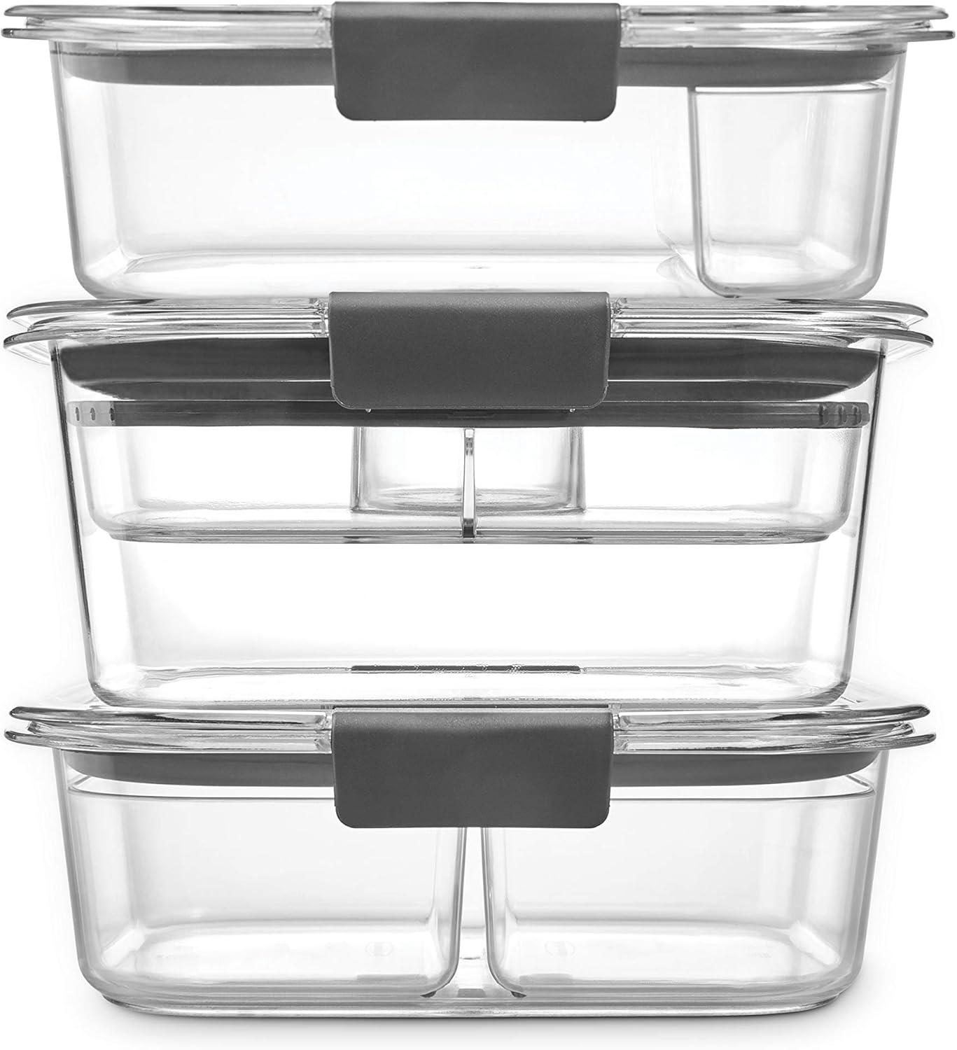 Rubbermaid Brilliance Food Storage Containers, 12 Piece Sandwich and Salad Lunch Kit, Leak-Proof, BPA Free, Clear Tritan Plastic